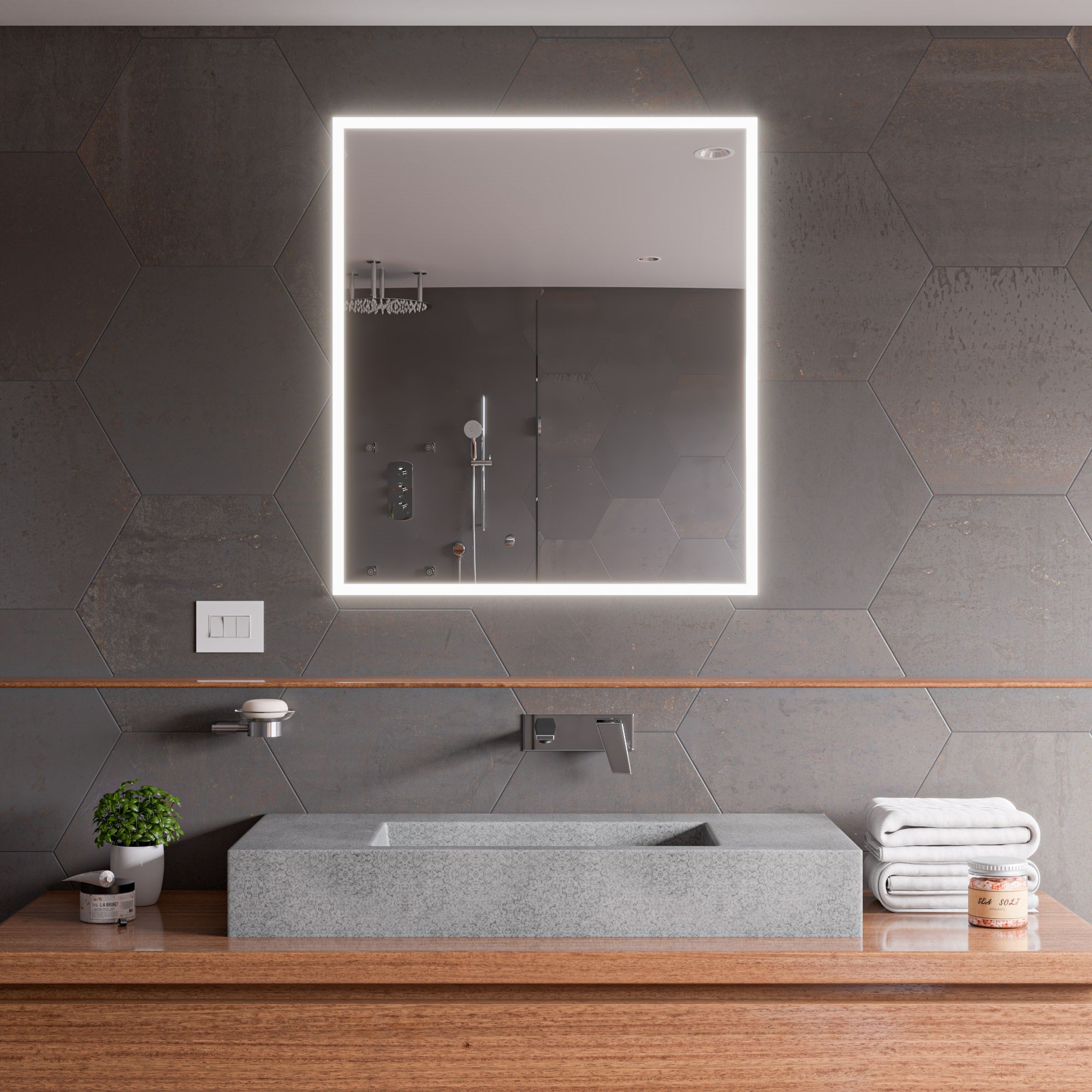 Alternate Image for ALFI brand 40" x 18.9" Rectangle Above Mount Concrete Bathroom Sink, Gray Matte, 1 Faucet Hole, ABCO40R