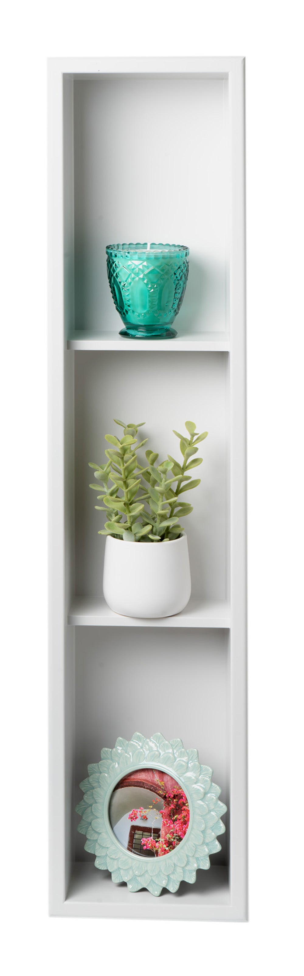 Alternate Image for ALFI brand ABNC0836-W 8" x 36" White Matte Stainless Steel Vertical Triple Shelf Bath Shower Niche, 20 Gauge