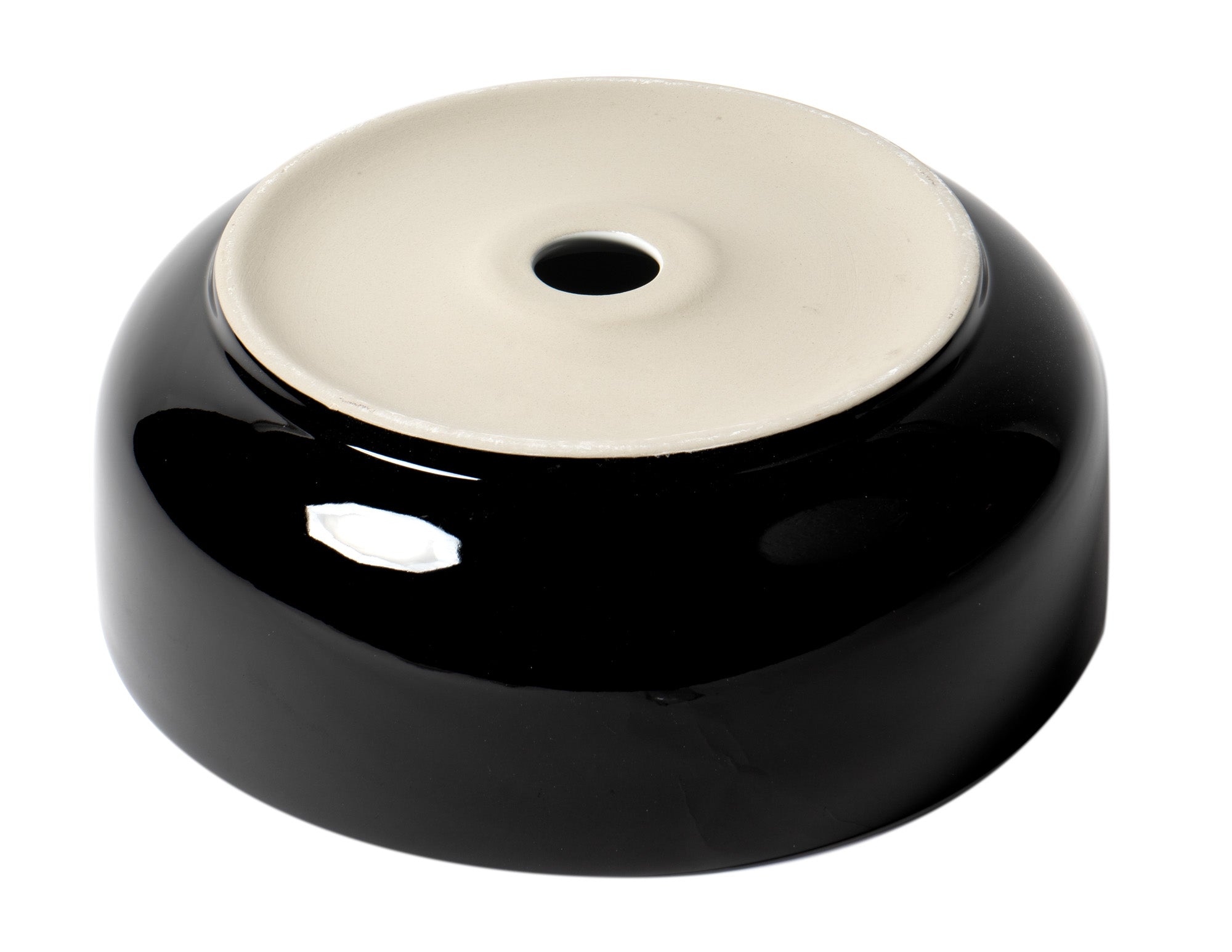 Alternate Image for ALFI brand 15.5" x 15.5" Round Above Mount Porcelain Bathroom Sink, Black & White, No Faucet Hole, ABC908