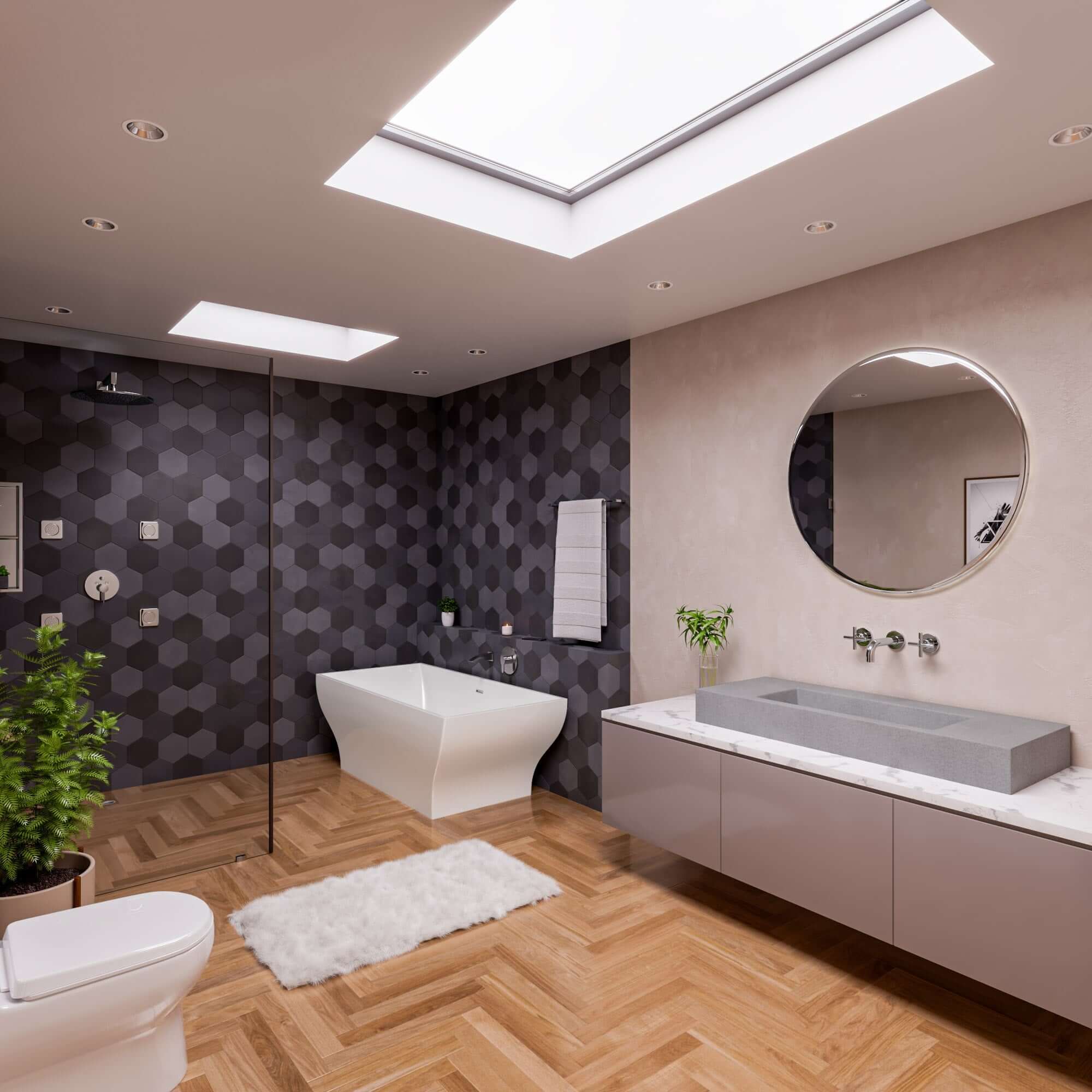 Alternate Image for ALFI brand 67" Acrylic Free Standing Rectangle Soaking Bathtub, White, AB8840