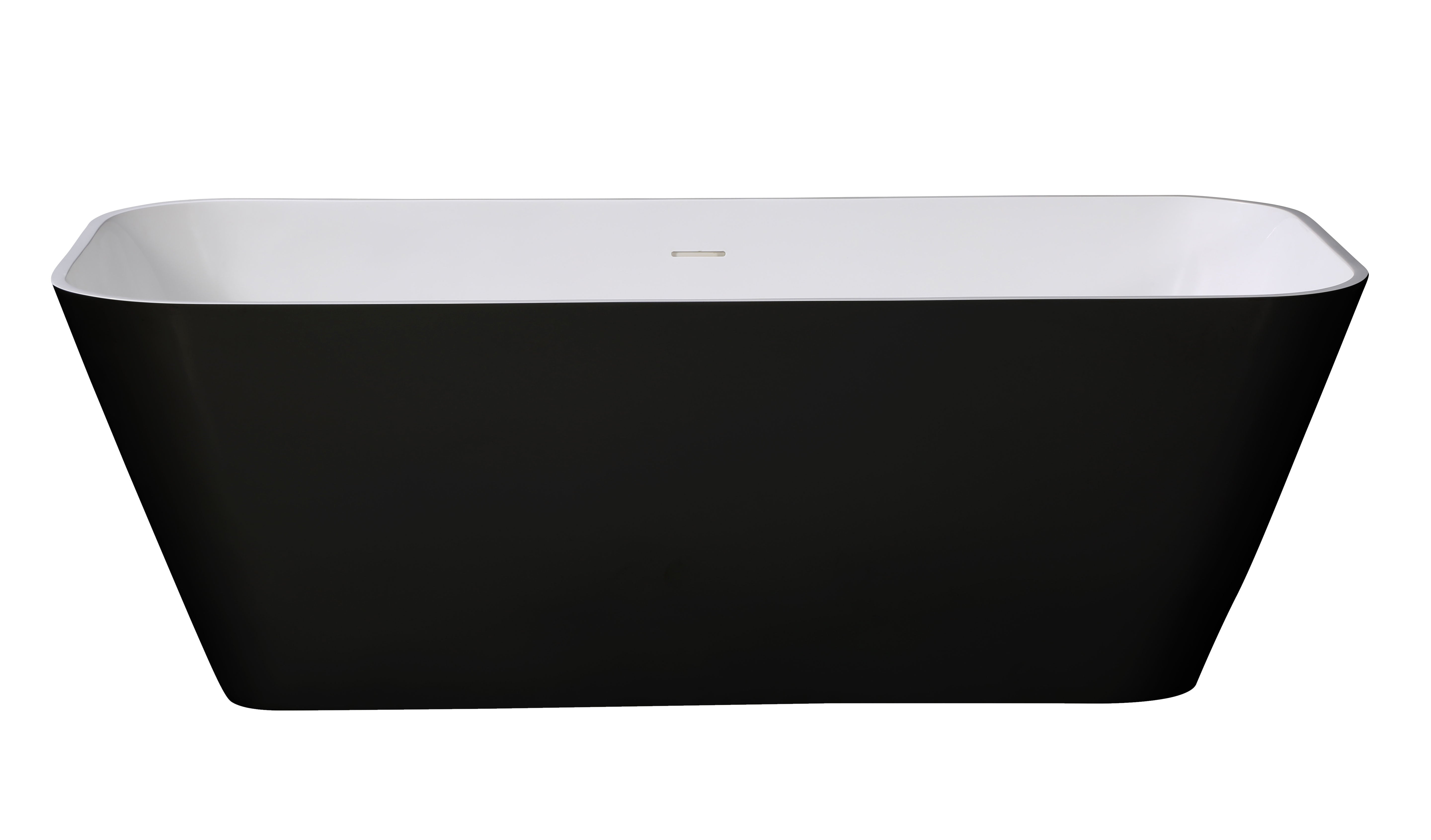 Alternate Image for ALFI brand 68" Solid Surface Resin Free Standing Rectangle Soaking Bathtub, Black & White, AB9952BM