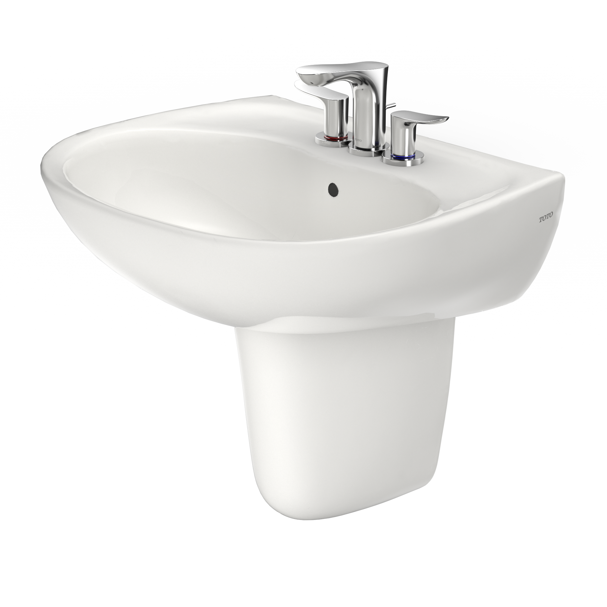 Alternate Image for TOTO Supreme Oval Wall-Mount Bathroom Sink with CEFIONTECT and Shroud for 4 Inch Center Faucets, Colonial White, Vitreous China, LHT241.4G#11