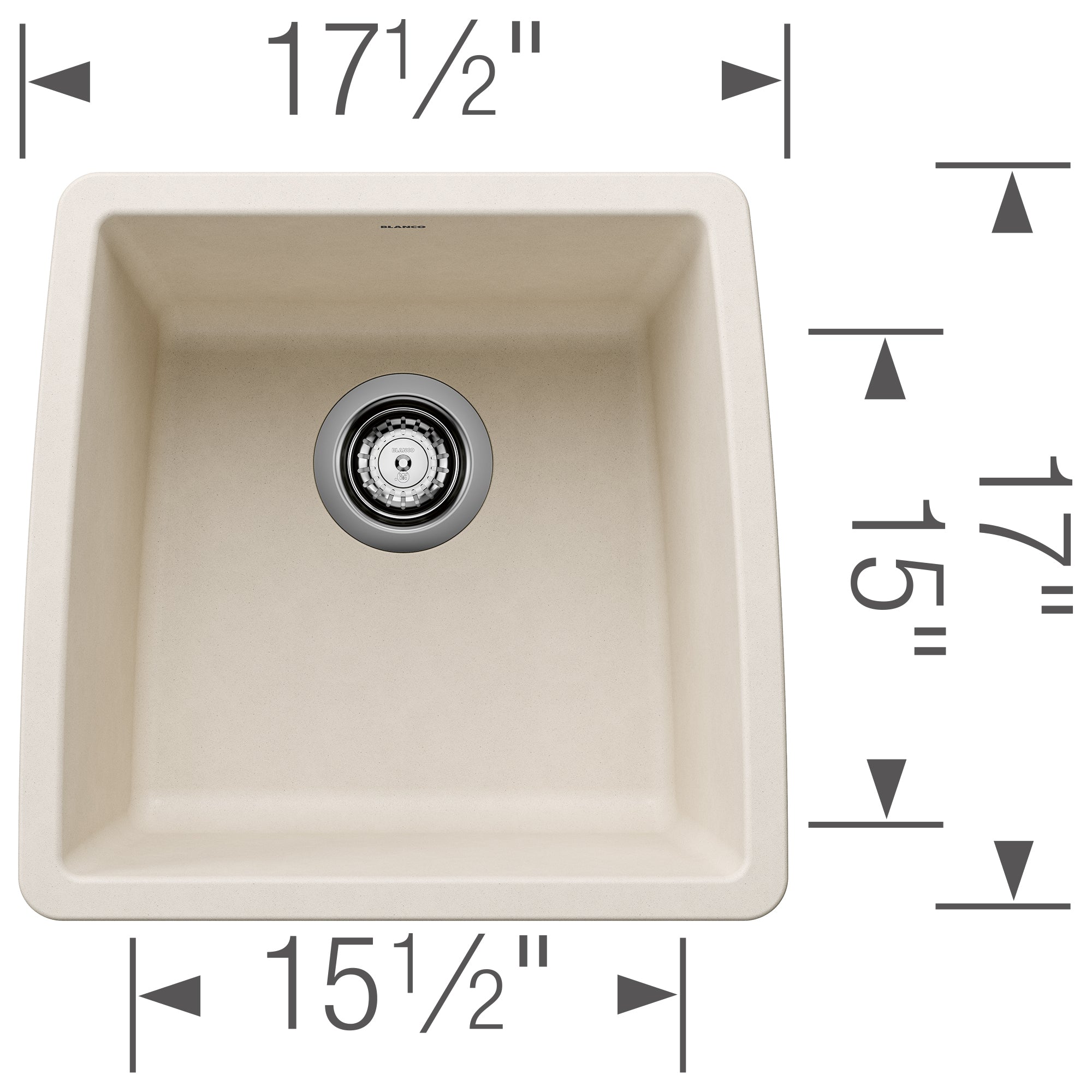 Blanco Performa 18" Square Silgranit Bar/Prep Sink, Soft White, No Faucet Hole, 443087