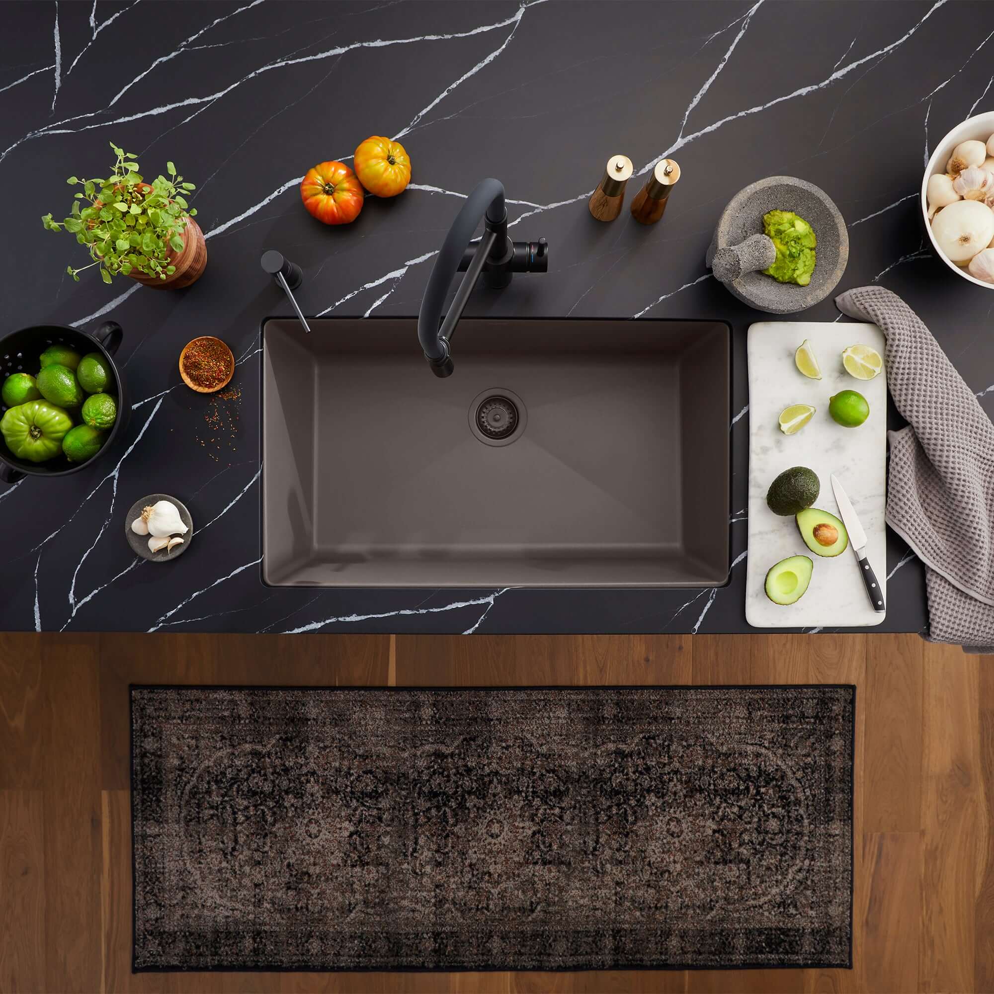 Alternate Image for Blanco Precis 32" Undermount Silgranit Kitchen Sink, Volcano Gray, No Faucet Hole, 443121