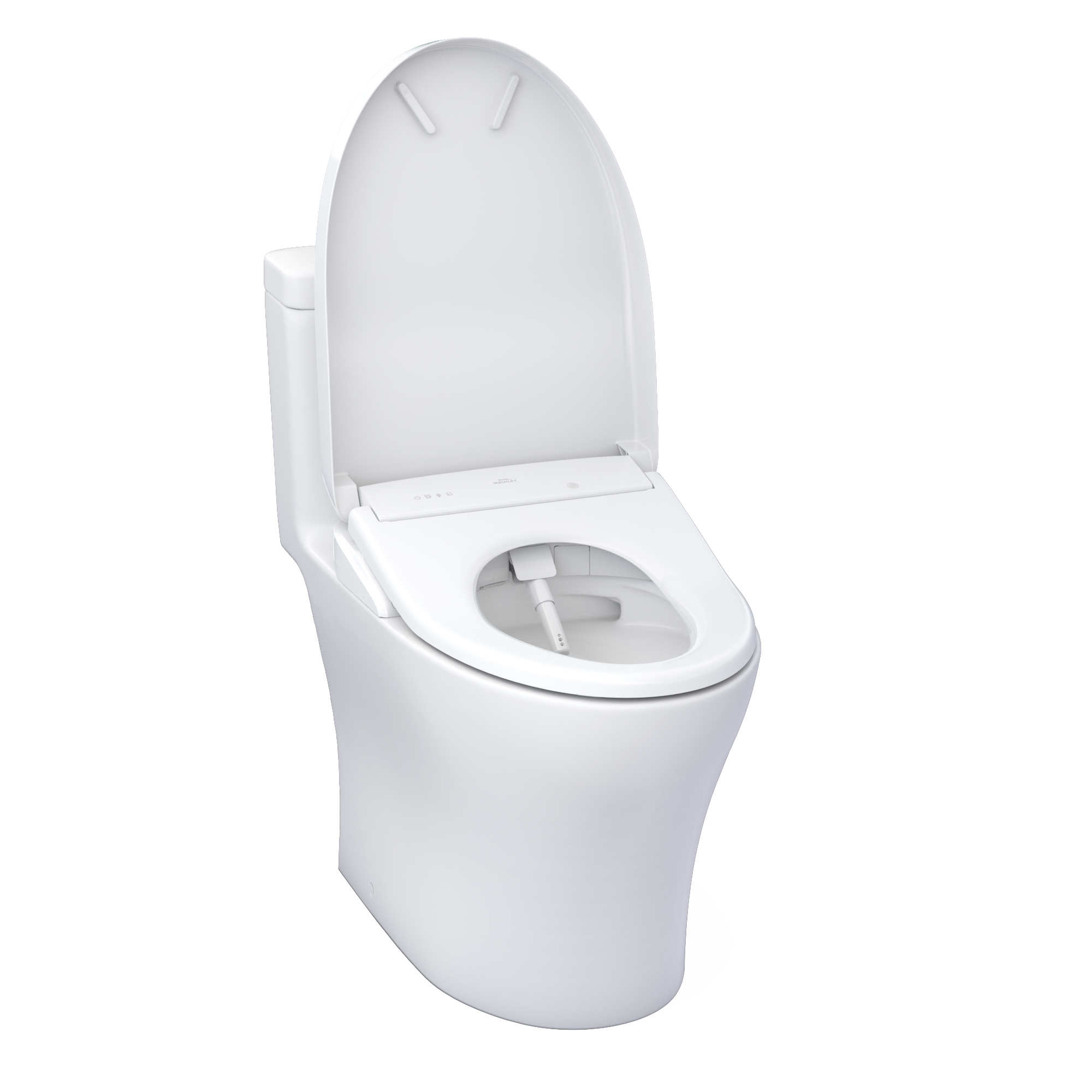 Alternate Image for TOTO WASHLET+ Aquia IV One-Piece Elongated Dual Flush 1.28 and 0.9 GPF Toilet with Auto Flush S7A Contemporary Bidet Seat, Cotton White, Vitreous China|Plastic, MW6464736CEMFGNA#01