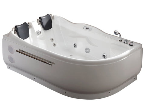 Eago 71" Acrylic Corner Oval Bathtub, White, AM124ETL-R