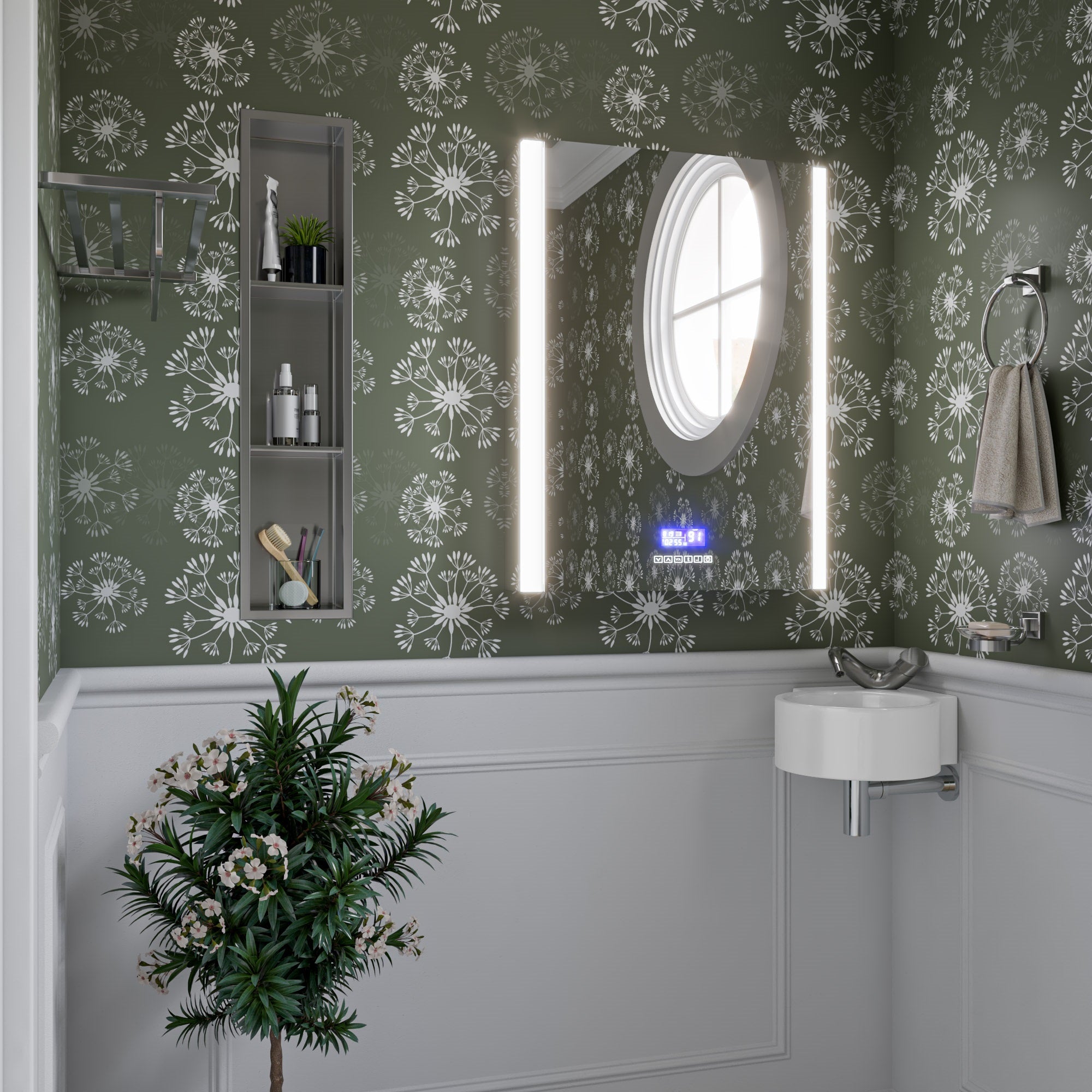 Alternate Image for ALFI brand 17.38" x 12" Oval Wall Mount Porcelain Bathroom Sink, White, 1 Faucet Hole, ABC121