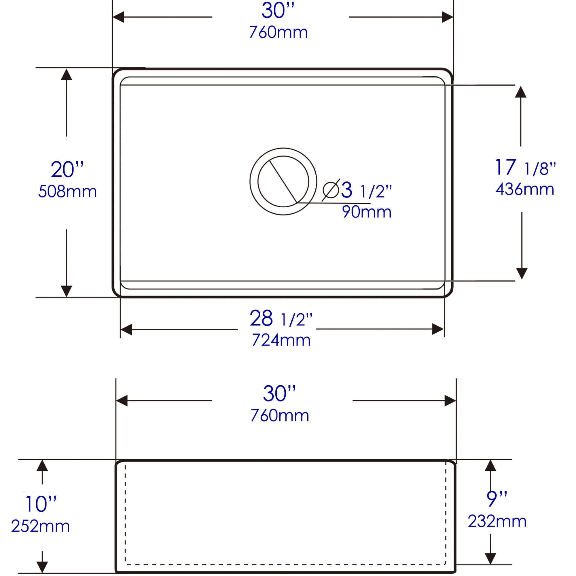 ALFI brand 30" Fireclay Workstation Farmhouse Step Rim Sink with Accessories, Gray Matte, No Faucet Hole, ABFS3020-GM