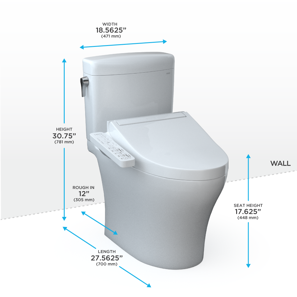 TOTO WASHLET+ Aquia IV Cube Two-Piece Elongated Dual Flush 1.28 and 0.9 GPF Toilet with C2 Bidet Seat, Cotton White, Vitreous China|Plastic, MW4363074CEMFGN#01