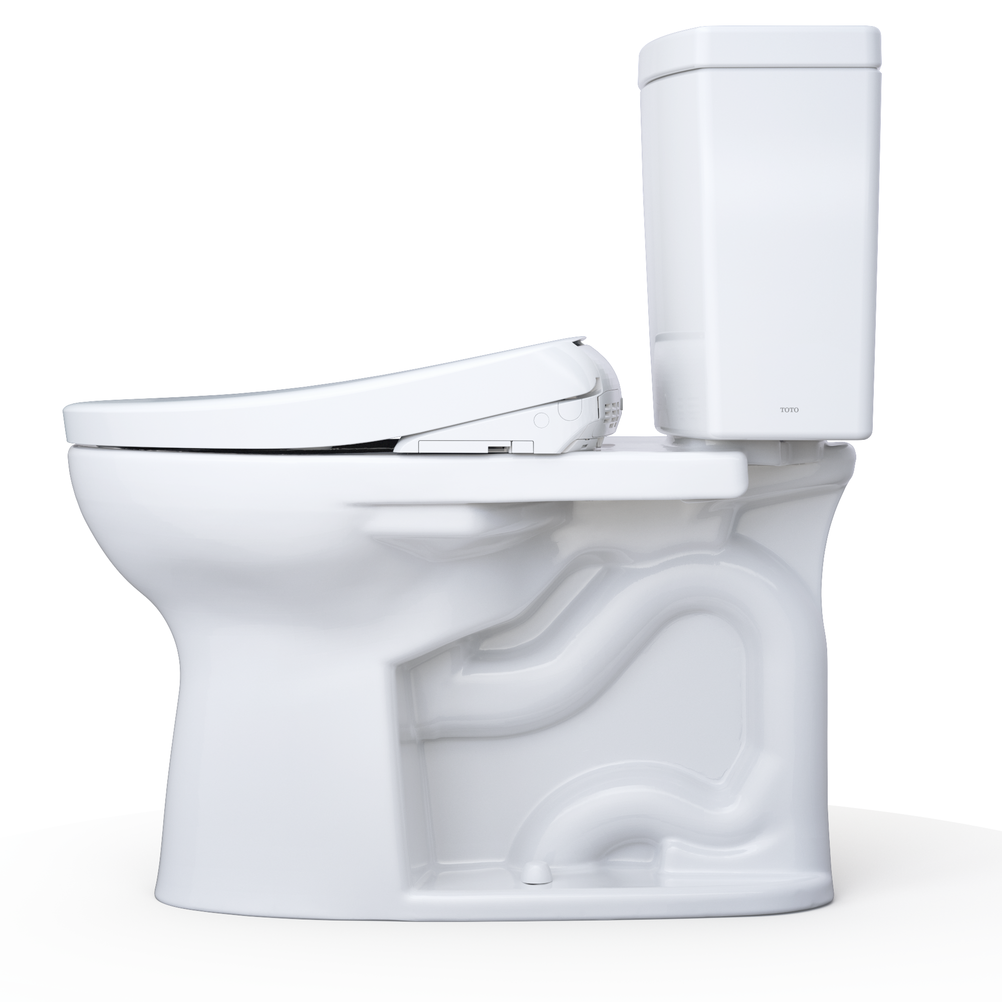 Alternate Image for TOTO WASHLET+ Drake II 1G Two-Piece Elongated 1.0 GPF Toilet with Auto Flush WASHLET+ S7A Contemporary Bidet Seat, Cotton White, Vitreous China|Plastic, MW4544736CUFGA#01