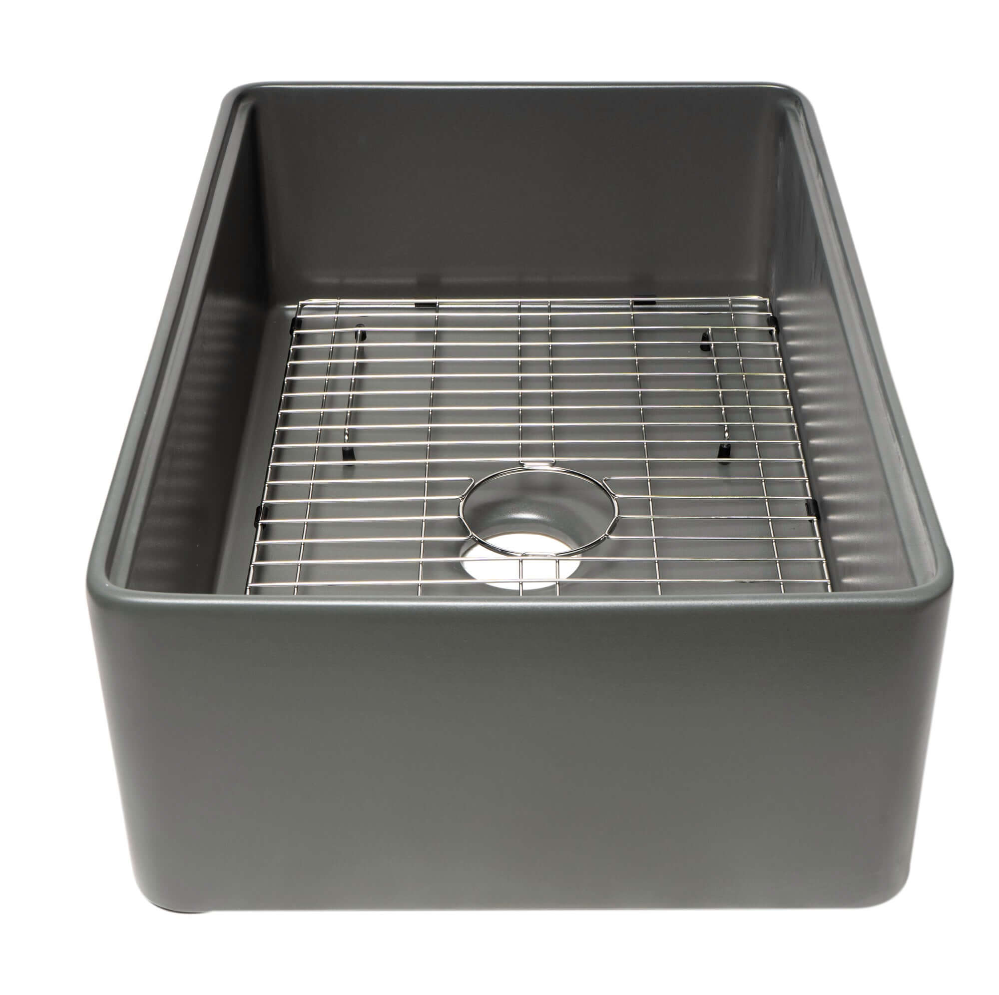 Alternate Image for ALFI brand 30" Fireclay Workstation Farmhouse Step Rim Sink with Accessories, Gray Matte, No Faucet Hole, ABFS3020-GM