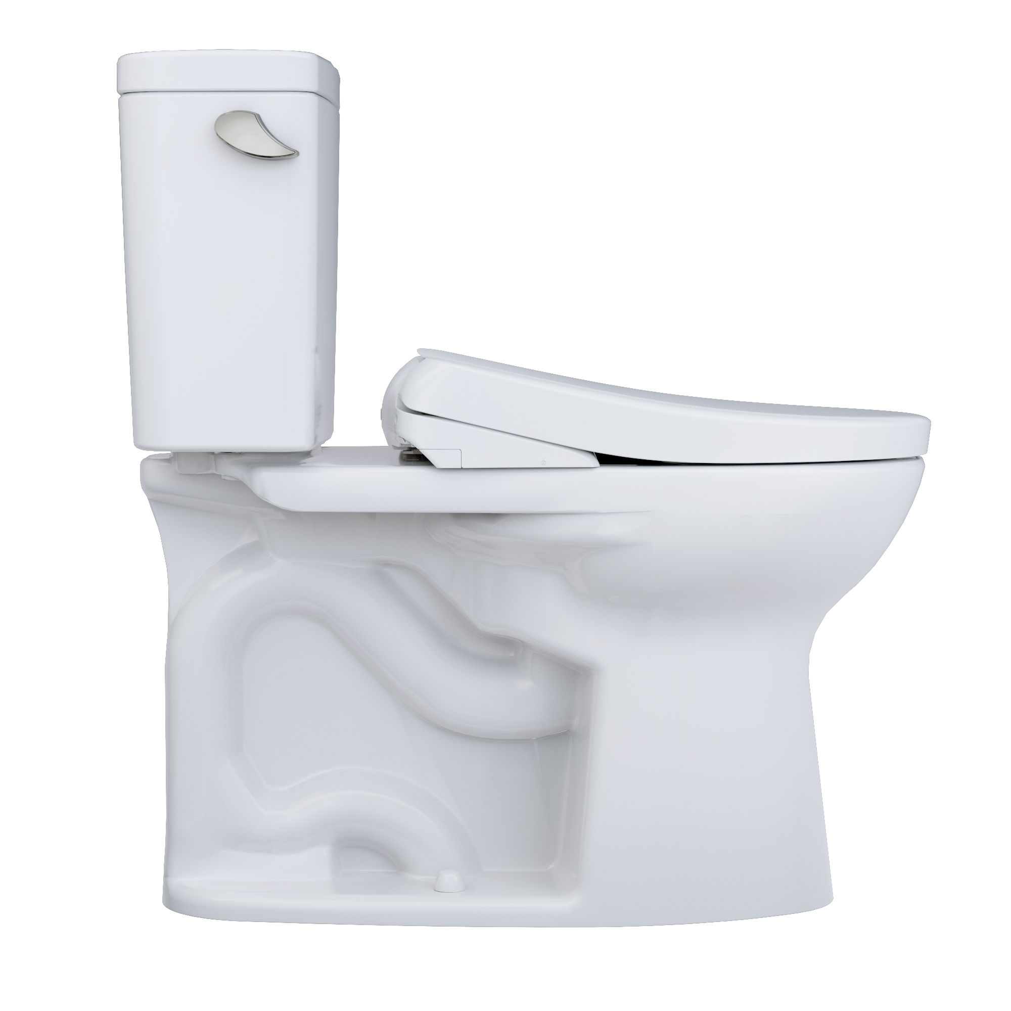 Alternate Image for TOTO Drake WASHLET+ Two-Piece Elongated 1.28 GPF Universal Height TORNADO FLUSH Toilet with S7 Contemporary Bidet Seat, 10 Inch Rough-In, Cotton White, Vitreous China|Plastic, MW7764726CEFG.10#01