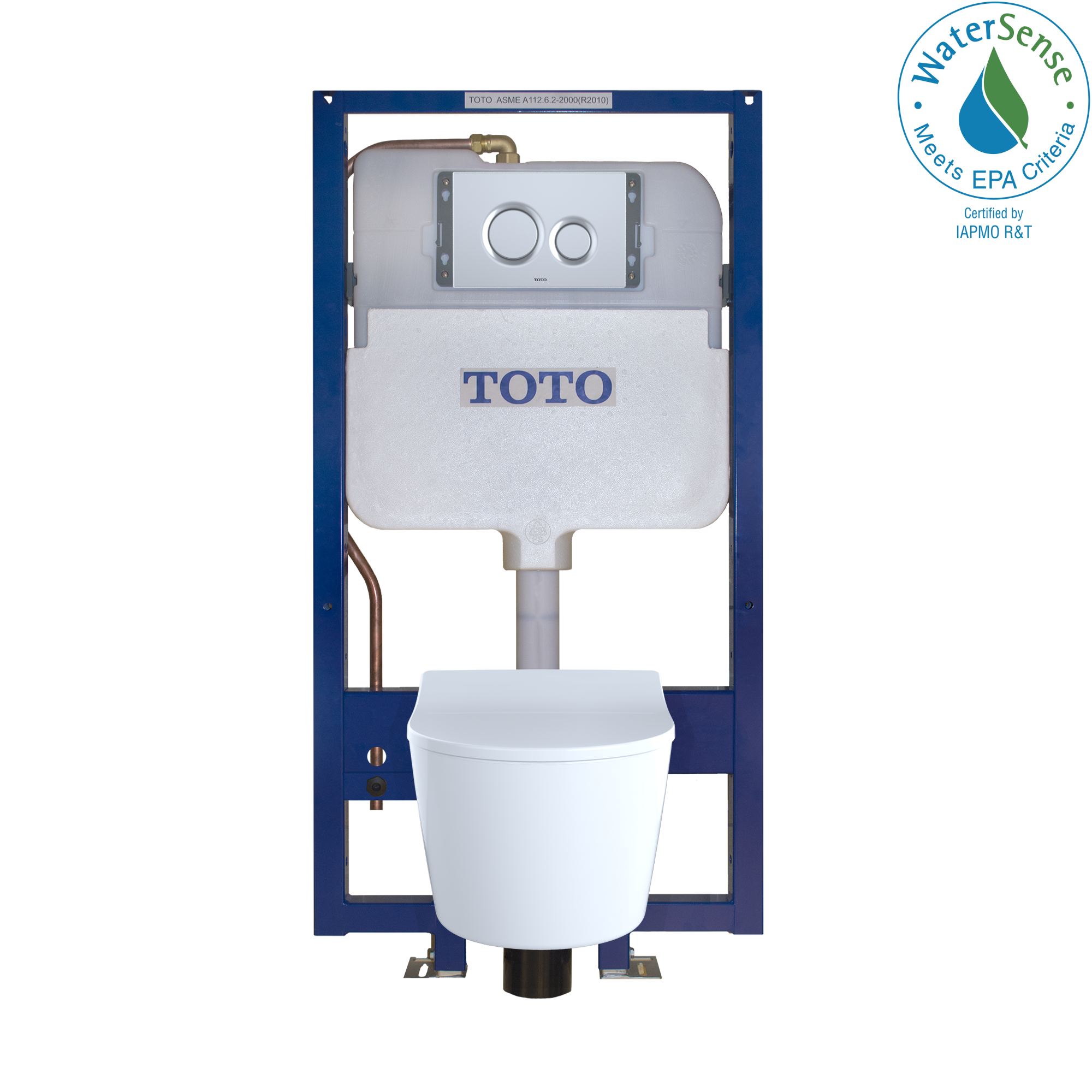 Alternate Image for TOTO RP Wall-Hung D-Shape Toilet and DuoFit In-Wall 1.28 and 0.9 GPF Dual-Flush Tank System with Copper Supply, Matte Silver, Vitreous China|Steel|Plastic, CWT447247CMFG#MS