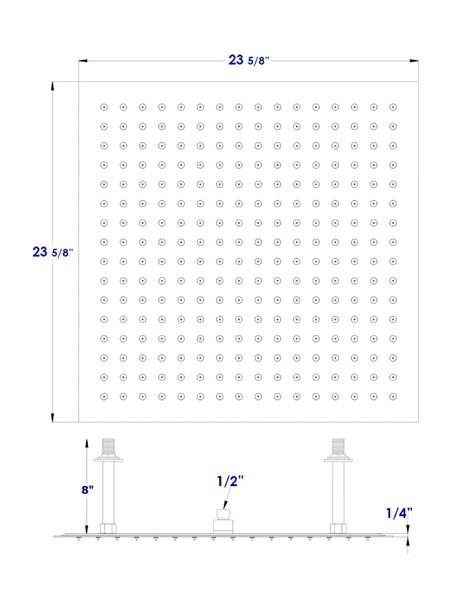 ALFI brand RAIN24S-BSS 24" Square Brushed Solid Stainless Steel Ultra Thin Rain Shower Head