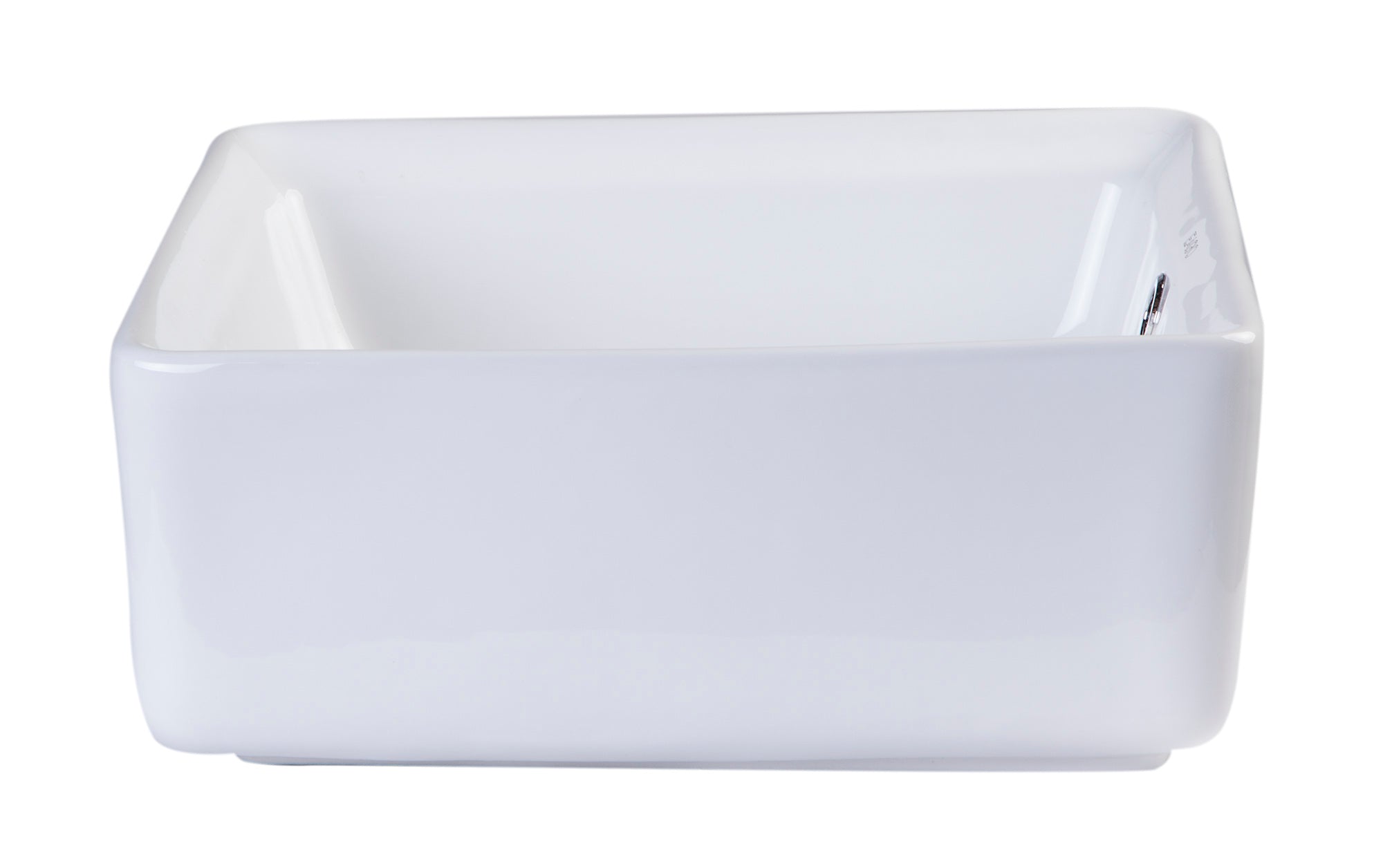Alternate Image for Eago 15" x 15" Square Above Mount Porcelain Bathroom Sink, White, No Faucet Hole, BA130