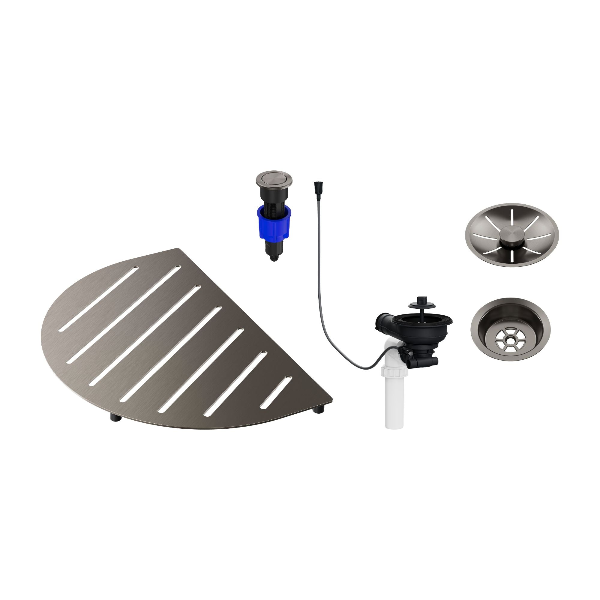 Blanco Oovalon Drain Accessory Bundle Includes Top Grid, Basket Strainer and Button - Satin Platinum