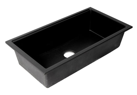 ALFI brand 34" Under Mount Granite Composite Workstation Kitchen Sink with Accessories, Black, No Faucet Hole, AB3418SBUM-BLA