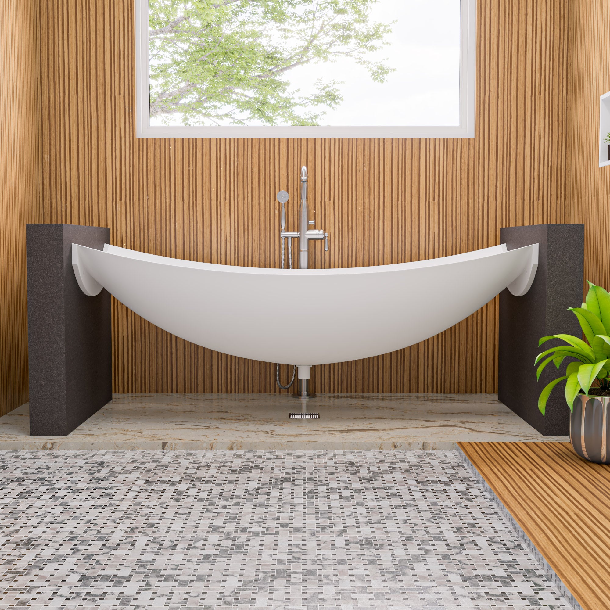 Alternate Image for ALFI brand ABSD55D 5" x 5" Square Stainless Steel Shower Drain with Groove Lines, Grey