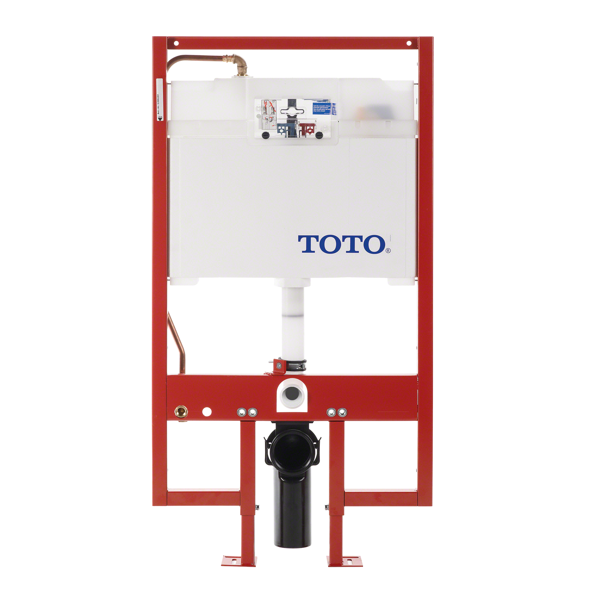 TOTO DuoFit In-Wall Dual Flush 0.9 and 1.6 GPF Tank System Copper Supply line and White Rectangular Push Plate, Stainless Steel, WT152800M#WH