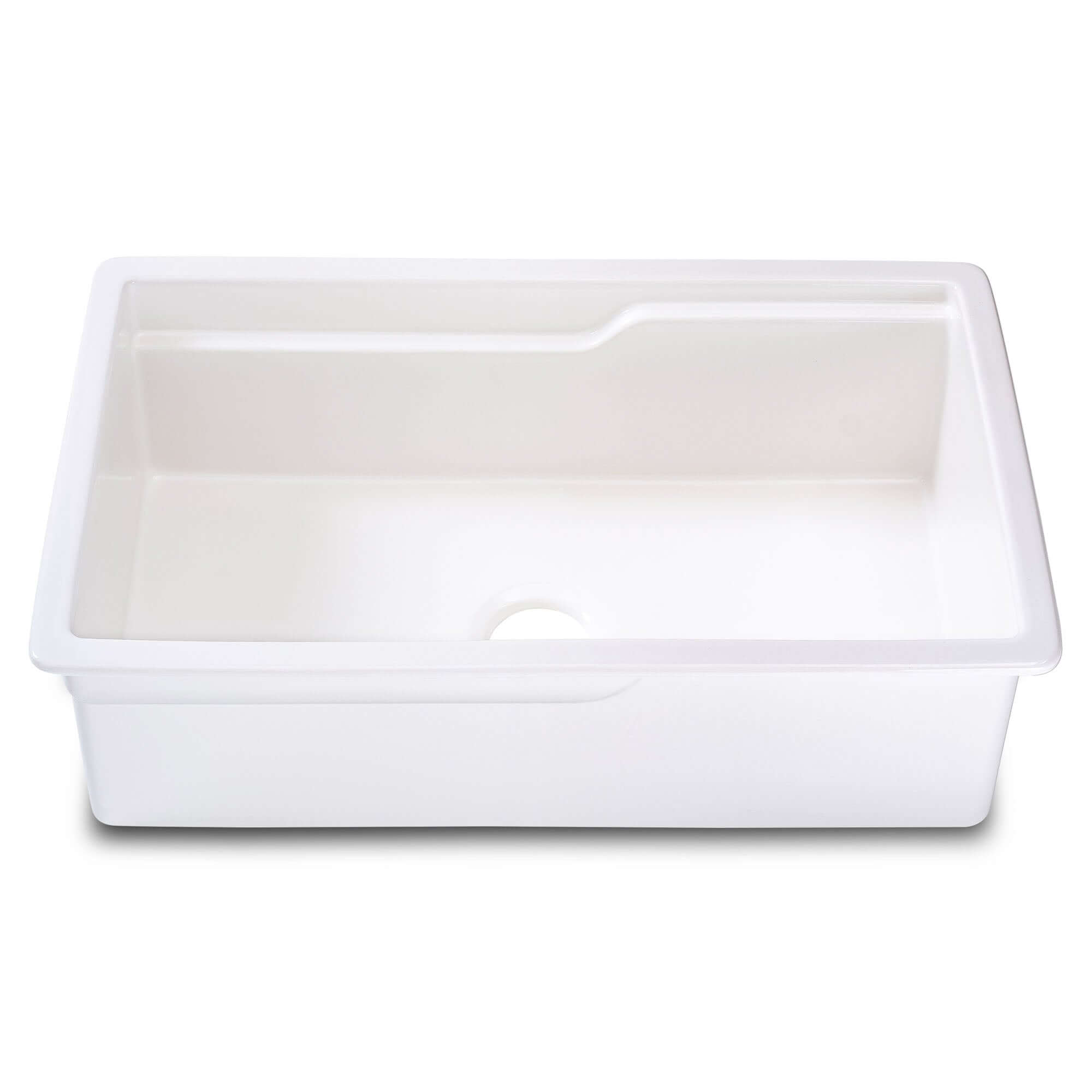 ALFI brand 32 fireclay workstation farmhouse step rim sink white product image
