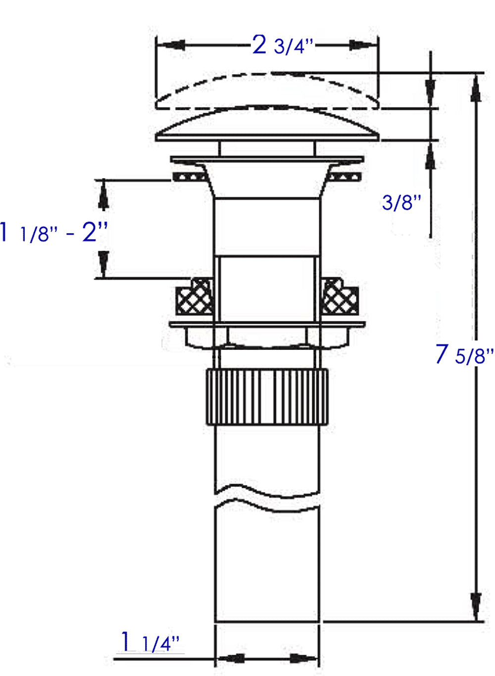 Alternate Image for ALFI Brushed Nickel Pop Up Drain for Bathroom Sink without Overflow, AB9055-BN