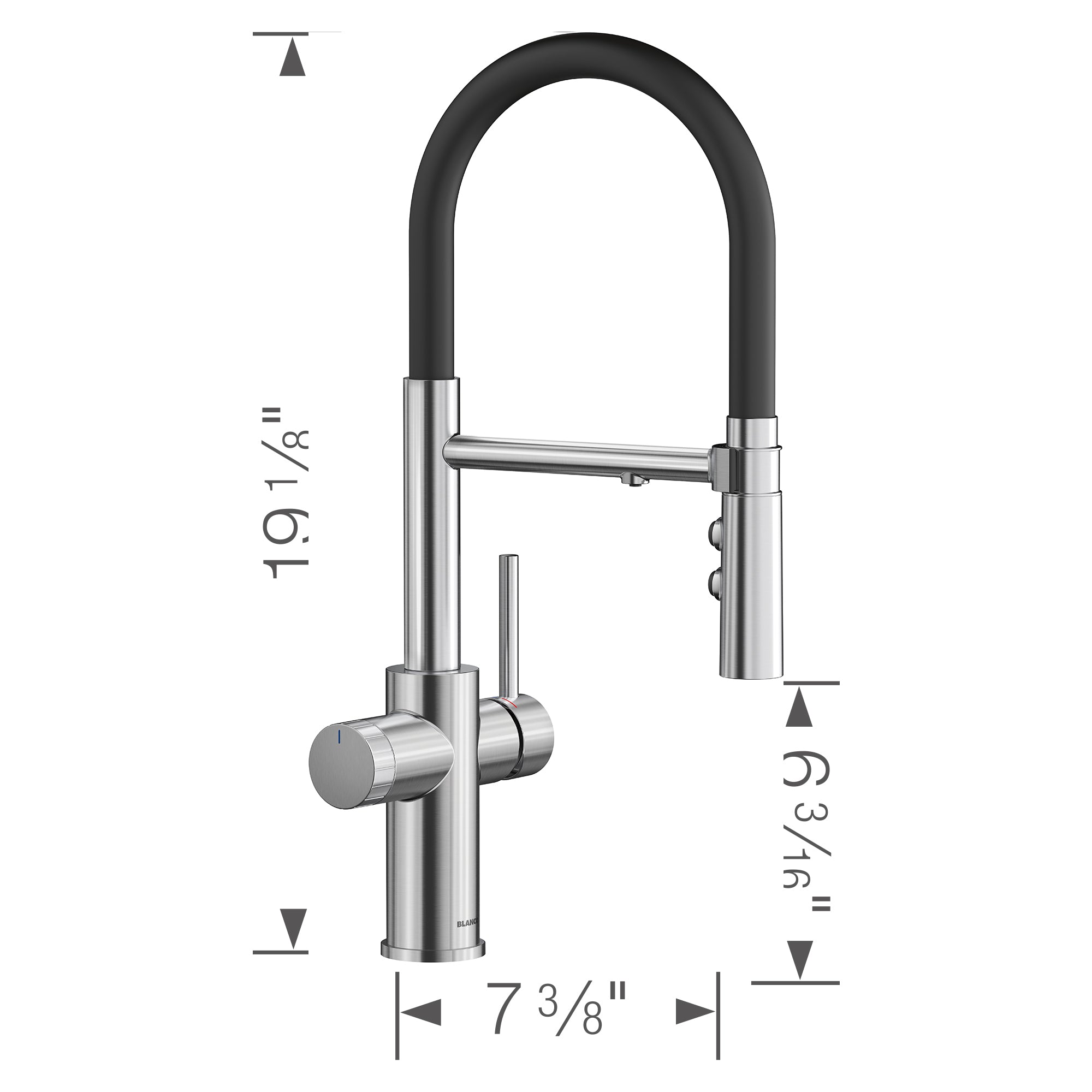 Alternate Image for Blanco Catris Flexo Filter-Ready Semi-Pro Pull-Down Dual-Spray Kitchen Faucet, PVD Steel, 1.5 GPM, Brass, 442991