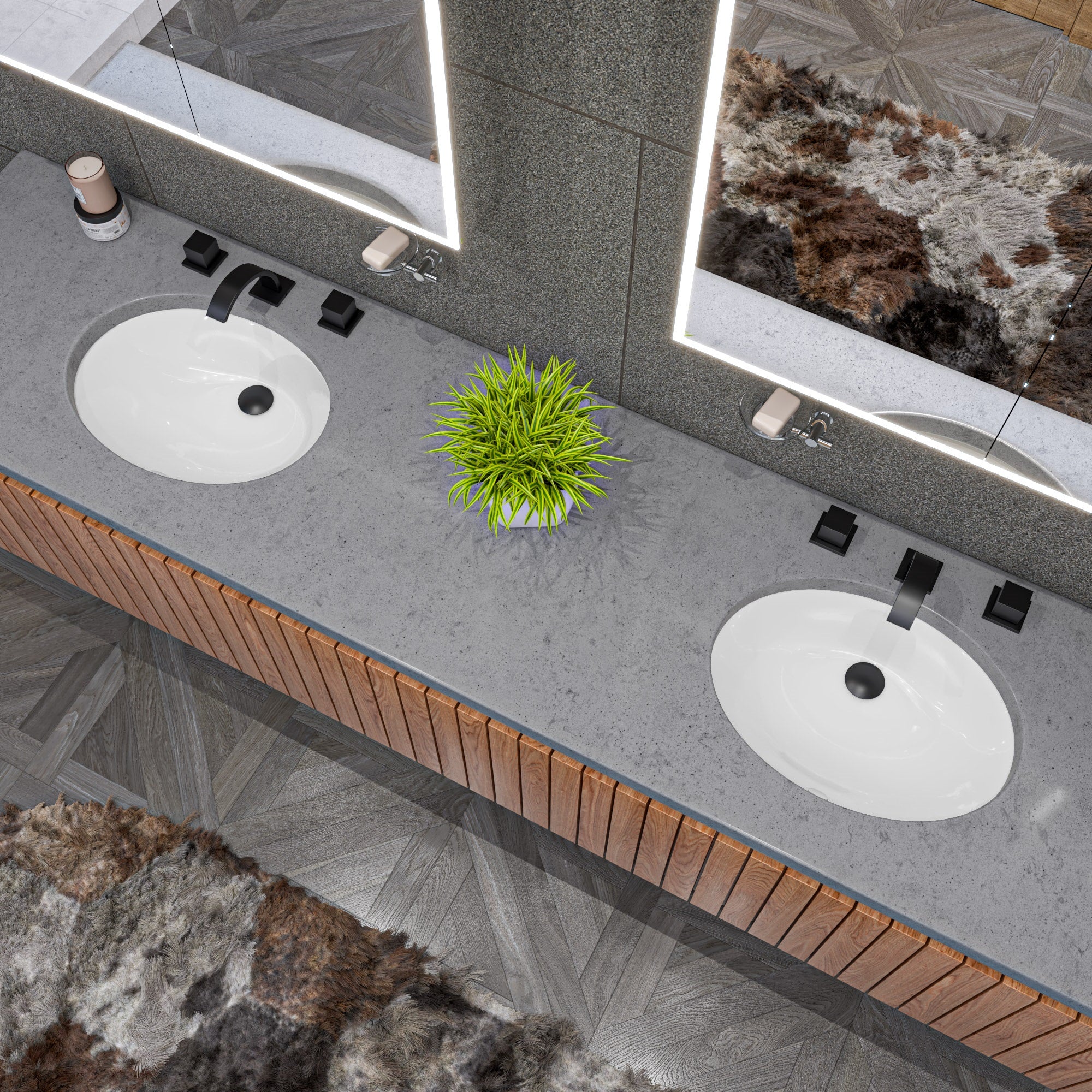 Alternative View of ALFI brand 22.5" x 16.75" Oval Under Mount Porcelain Bathroom Sink, White, No Faucet Hole, ABC602