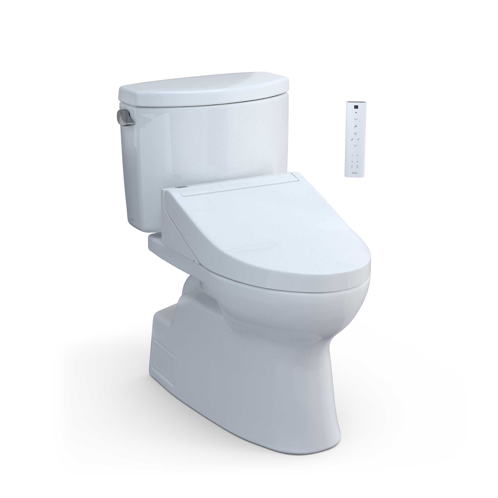 TOTO WASHLET+ Vespin II Two-Piece Elongated 1.28 GPF Toilet and WASHLET+ C5 Bidet Seat, Cotton White, Vitreous China|Plastic, MW4743084CEFG#01