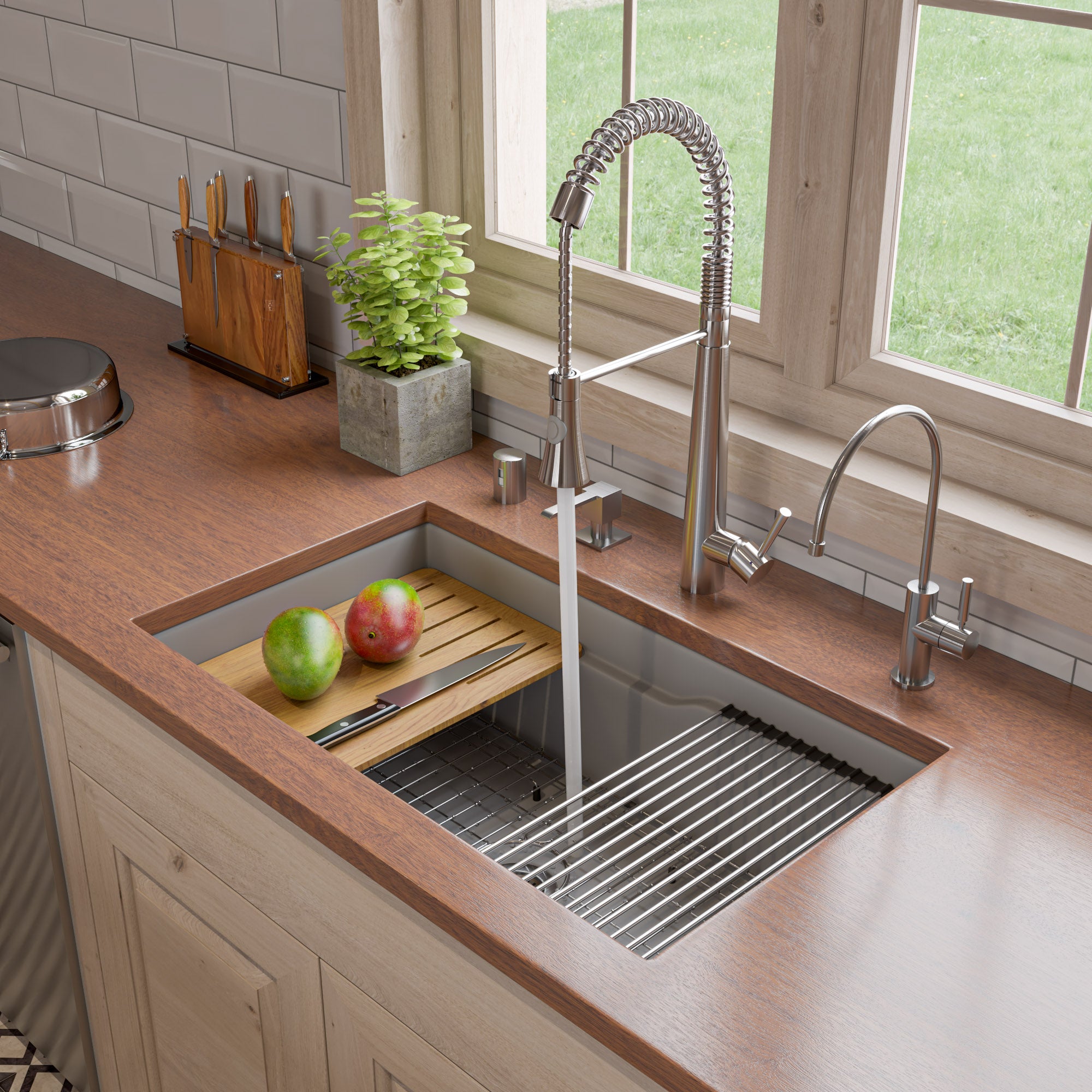 ALFI brand 32 fireclay workstation farmhouse step rim sink gray matte product image