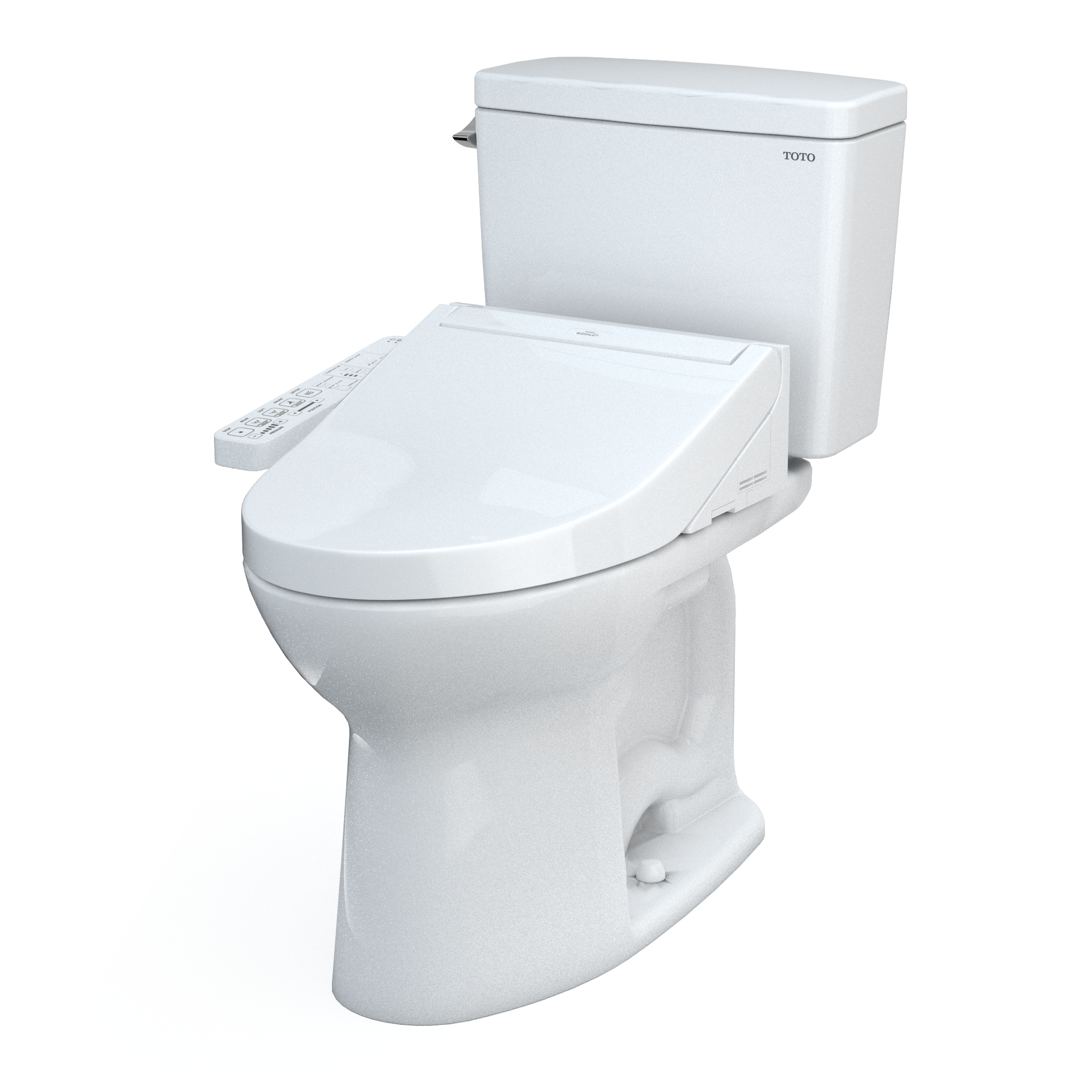 TOTO Drake WASHLET+ Two-Piece Elongated 1.28 GPF Universal Height TORNADO FLUSH Toilet with C2 Bidet Seat, 10 Inch Rough-In, Cotton White, Vitreous China, MW7763074CEFG.10#01
