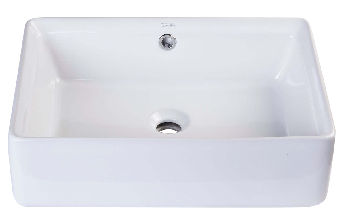Alternate Image for Eago 19.63" x 14.13" Rectangle Above Mount Porcelain Bathroom Sink, White, No Faucet Hole, BA131