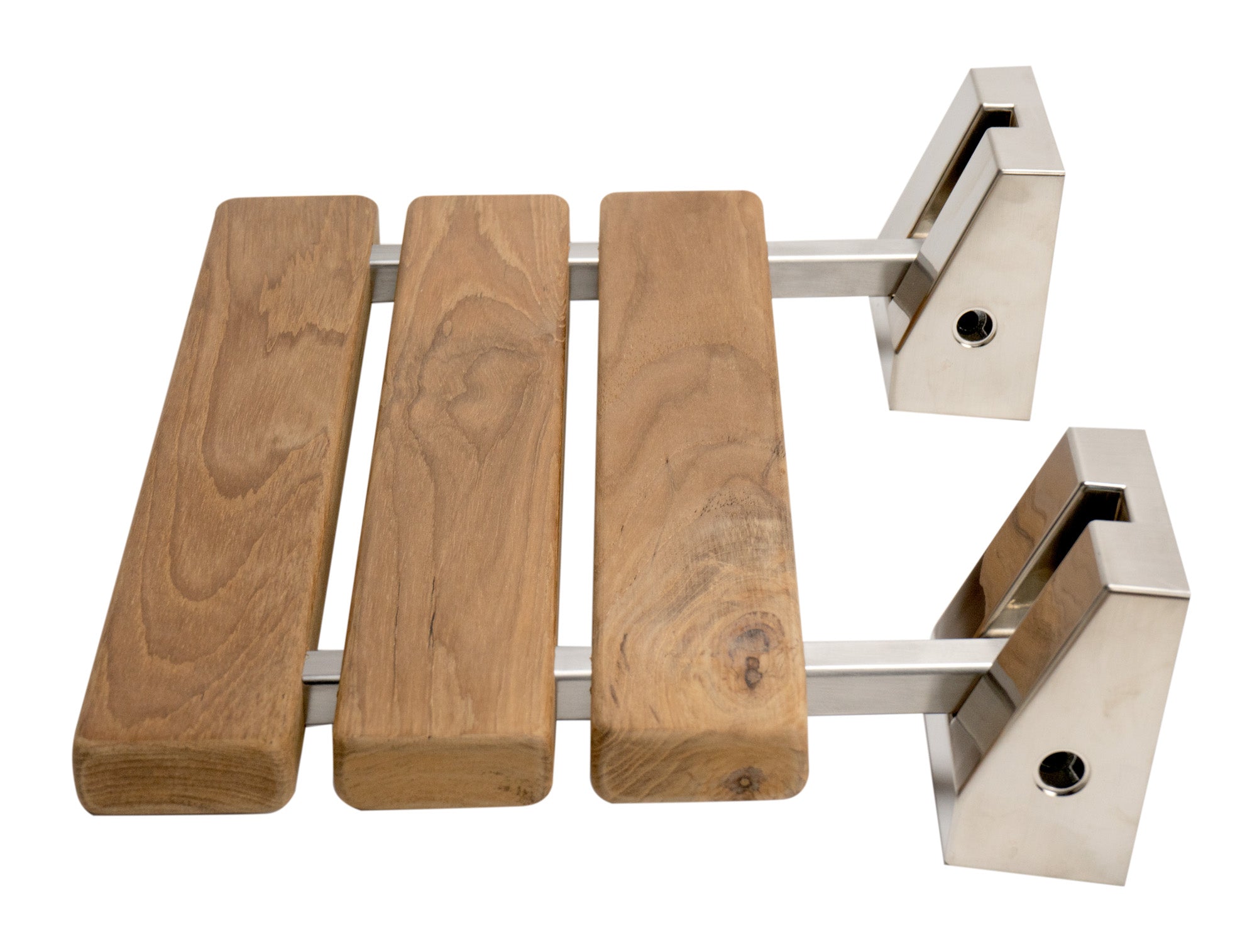 Alternate Image for ALFI brand ABS16S-BN Brushed Nickel 16" Folding Teak Wood Shower Seat Bench, Natural Wood