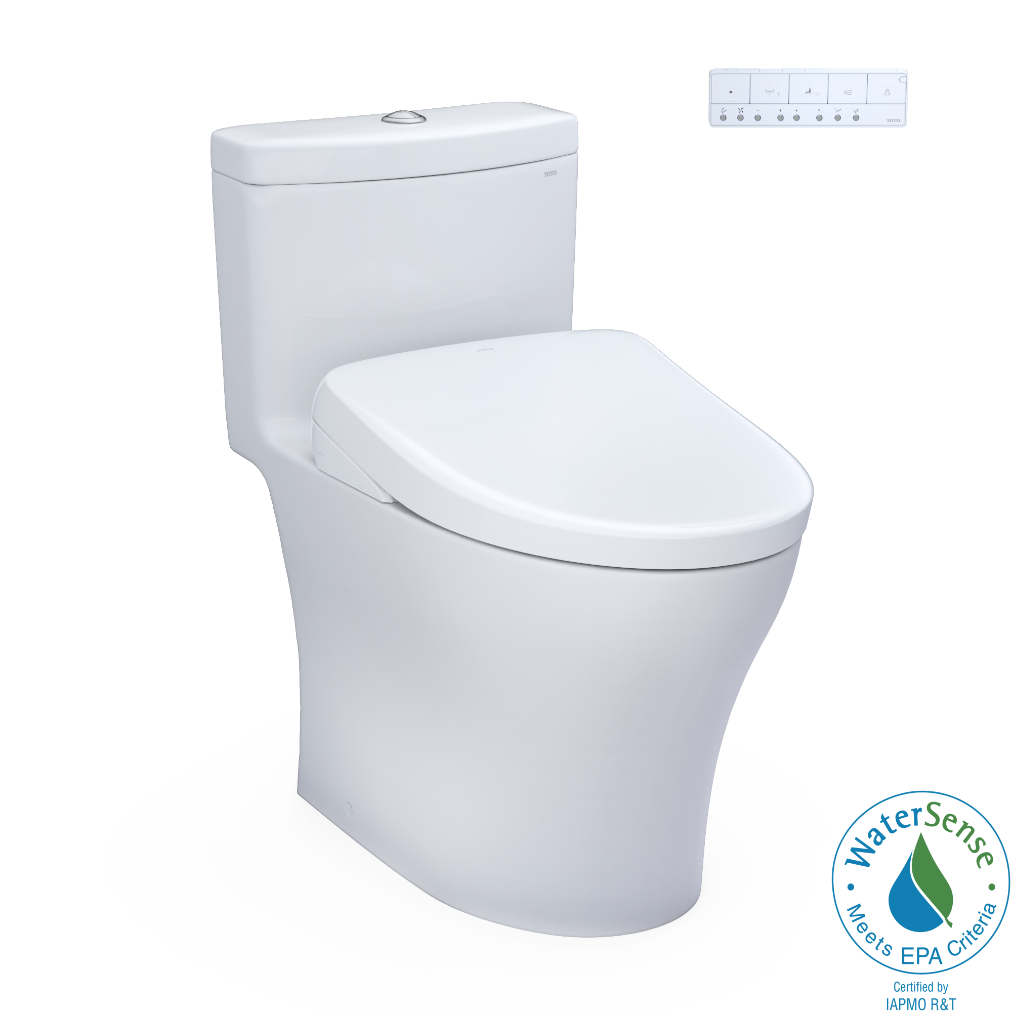 TOTO WASHLET+ Aquia IV One-Piece Elongated Dual Flush 1.28 and 0.9 GPF Toilet with Auto Flush S7 Contemporary Bidet Seat, Cotton White, Vitreous China|Plastic, MW6464726CEMFGNA#01