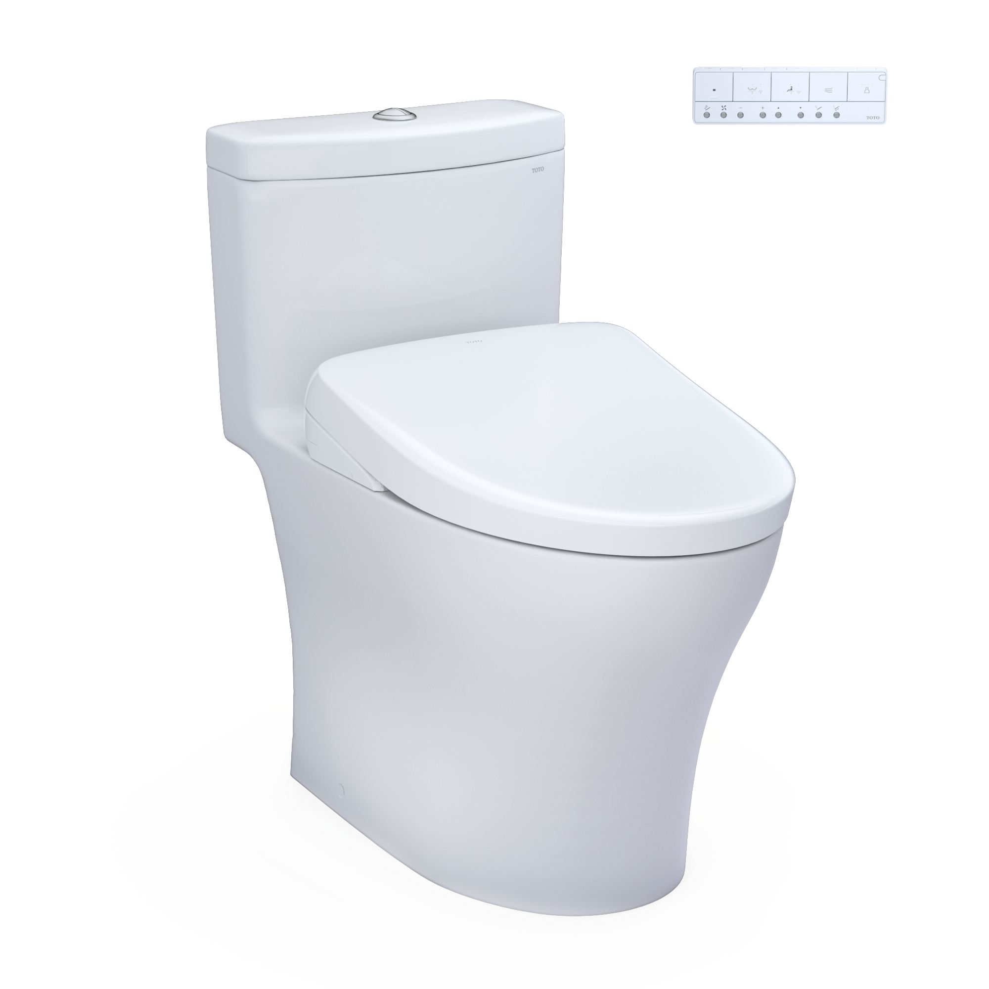 TOTO WASHLET+ Aquia IV One-Piece Elongated Dual Flush 1.28 and 0.9 GPF Toilet with Auto Flush S7 Contemporary Bidet Seat, Cotton White, Vitreous China|Plastic, MW6464726CEMFGNA#01
