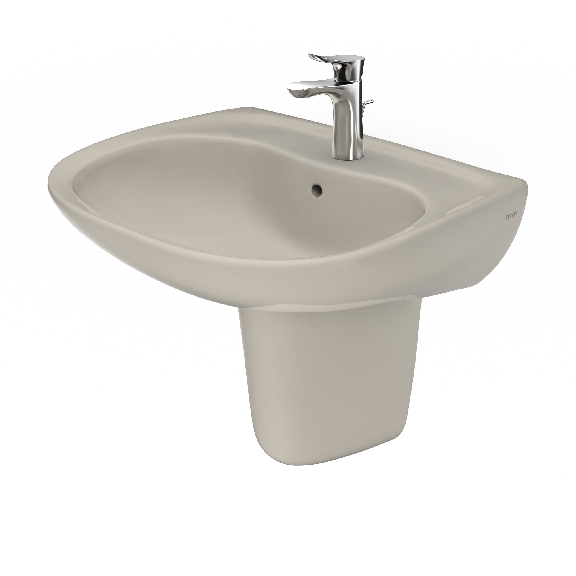 Alternate Image for TOTO Prominence Oval Wall-Mount Bathroom Sink with CeFiONtect and Shroud for Single Hole Faucets, Bone, Vitreous China, LHT242G#03