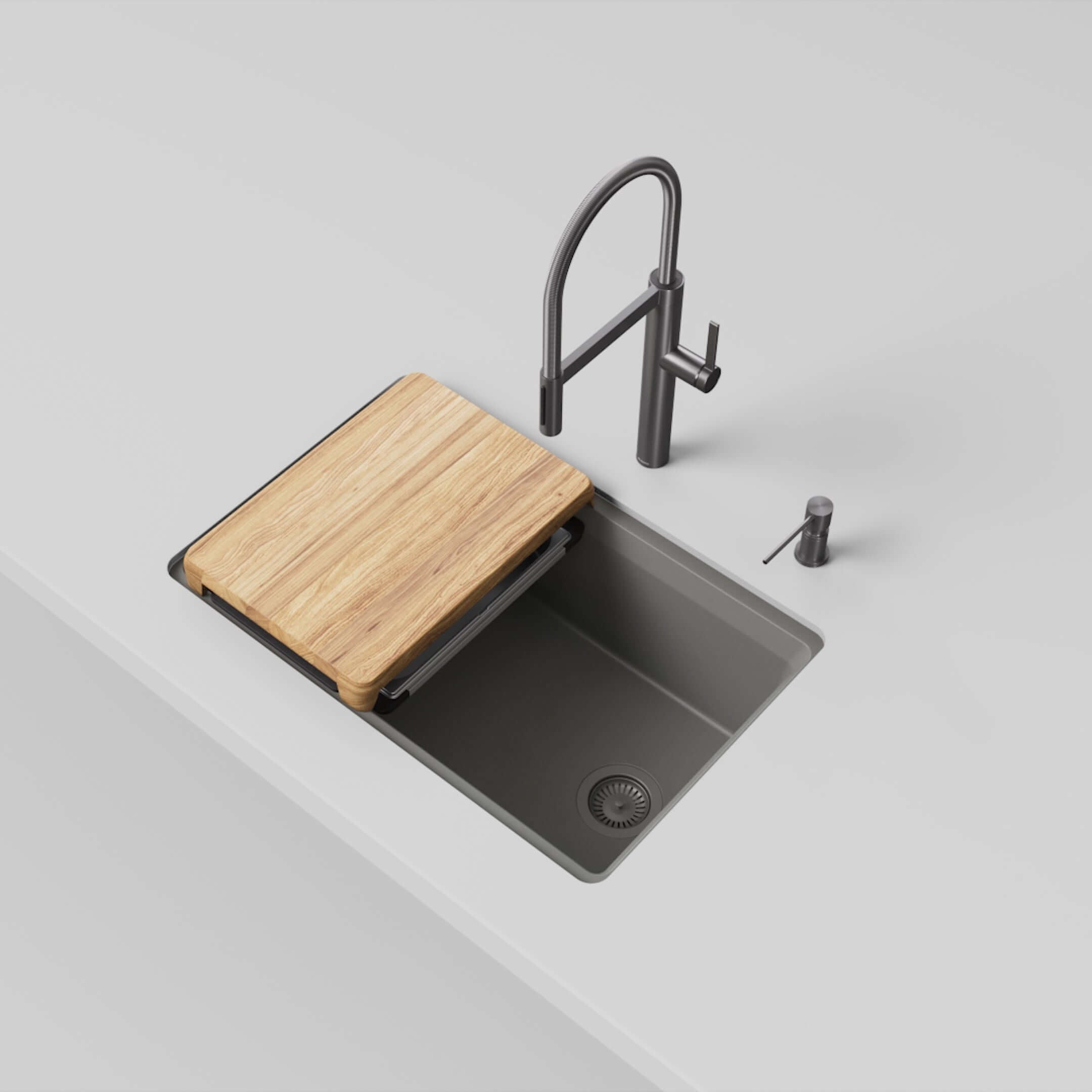 Alternate Image for Blanco Inteos 30" Undermount Silgranit Workstation Kitchen Sink, Volcano Gray, No Faucet Hole, 443309
