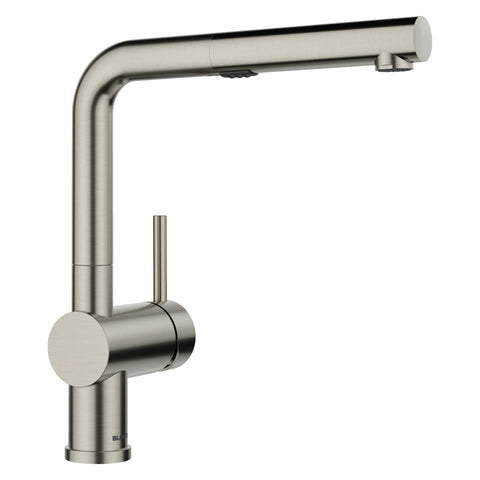 Blanco Linus Low Arc Pull-Out Dual-Spray Kitchen Faucet, Satin Platinum, 1.5 GPM, Brass, 443251