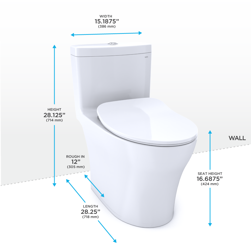 TOTO Aquia IV One-Piece Elongated Dual Flush 1.28 and 0.9 GPF Universal Height, WASHLET+ Ready Toilet with CEFIONTECT, Cotton White- Vitreous China, MS646234CEMFGN#01