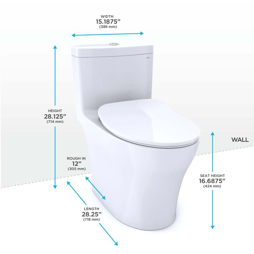Alternate Image for TOTO Aquia IV One-Piece Elongated Dual Flush 1.28 and 0.9 GPF Universal Height, WASHLET+ Ready Toilet with CEFIONTECT, Cotton White- Vitreous China, MS646234CEMFGN#01