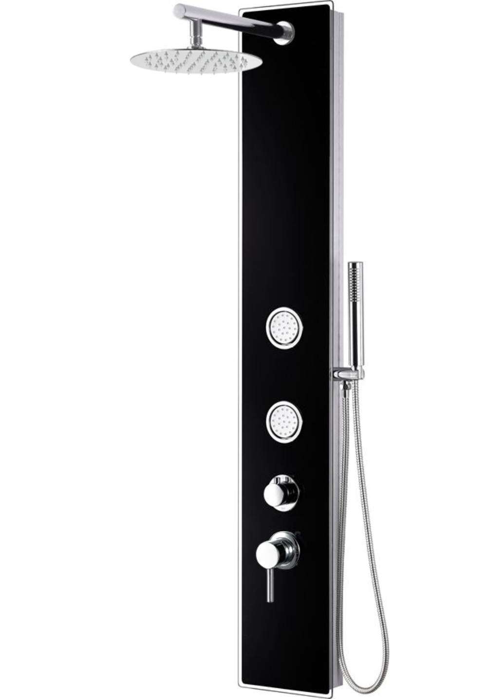 Alternate Image for ALFI brand ABSP55B Black Glass Shower Panel with 2 Body Sprays and Rain Shower Head