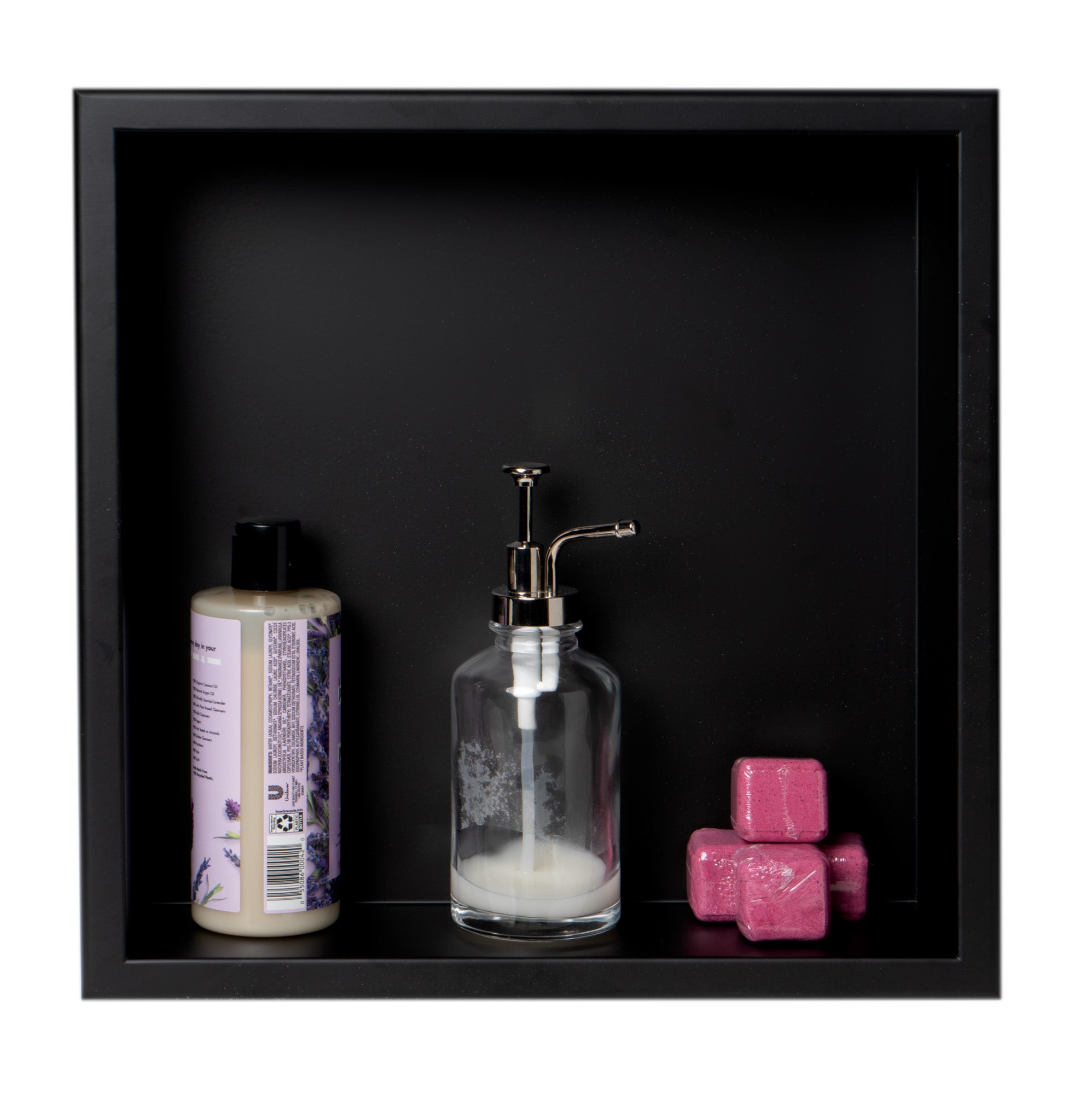 Alternate Image for ALFI brand ABNC1616-BLA 16" x 16" Black Matte Stainless Steel Square Single Shelf Bath Shower Niche, 20 Gauge