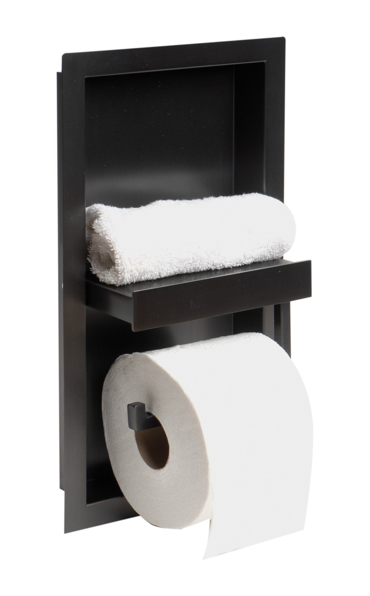 ALFI brand ABTPNP88-BB Brushed Black PVD Stainless Steel Recessed Toilet Paper Holder Niche, 19 Gauge