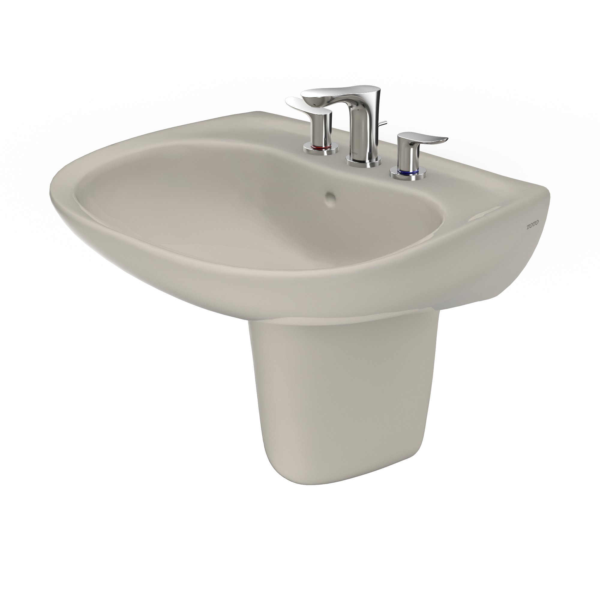 Alternate Image for TOTO Prominence Oval Wall-Mount Bathroom Sink with CEFIONTECT and Shroud for 8 Inch Center Faucets, Bone, Vitreous China, LHT242.8G#03