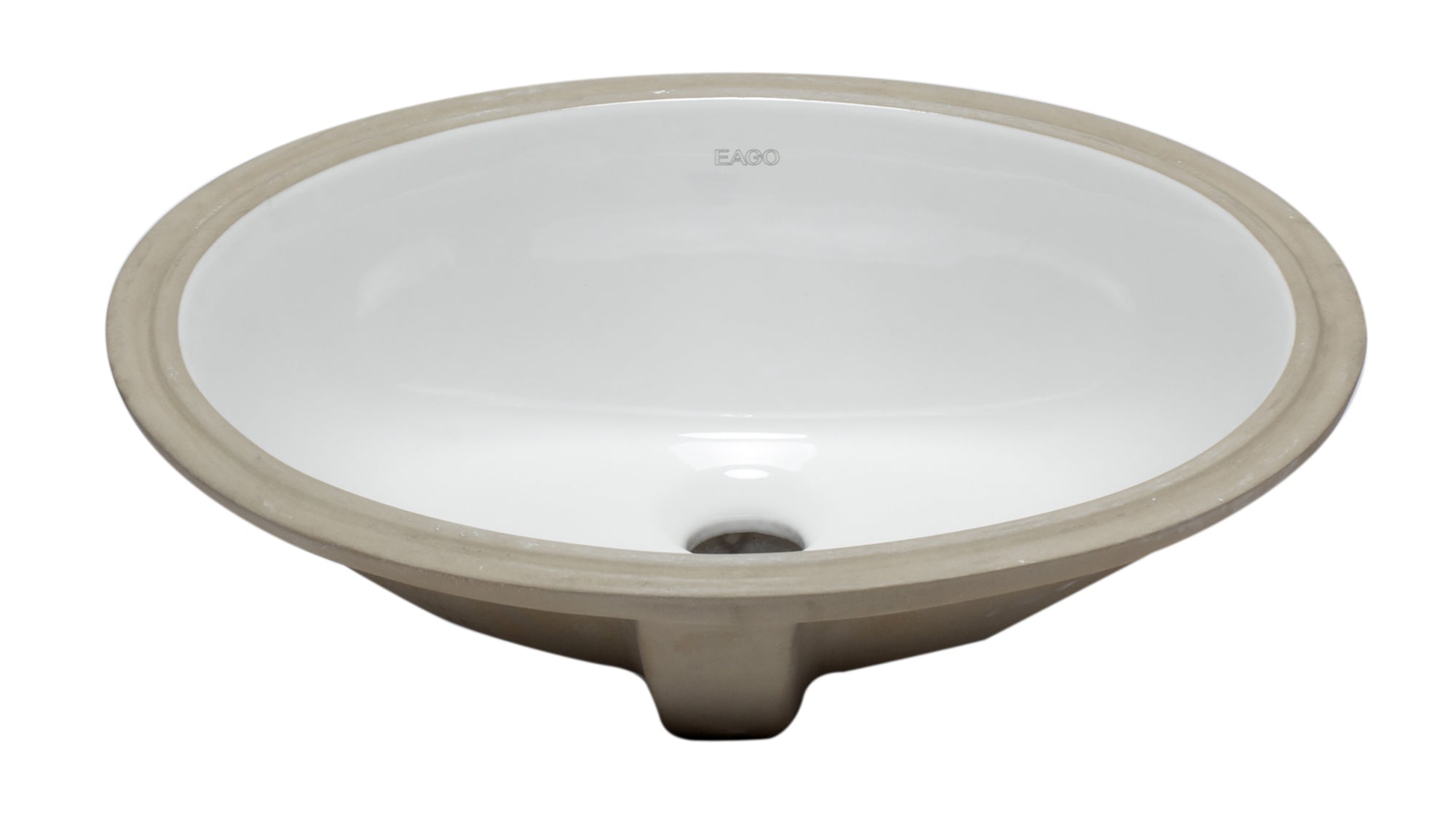 Alternate Image for Eago 17.75" x 15" Oval Under Mount Porcelain Bathroom Sink, White, No Faucet Hole, BC224
