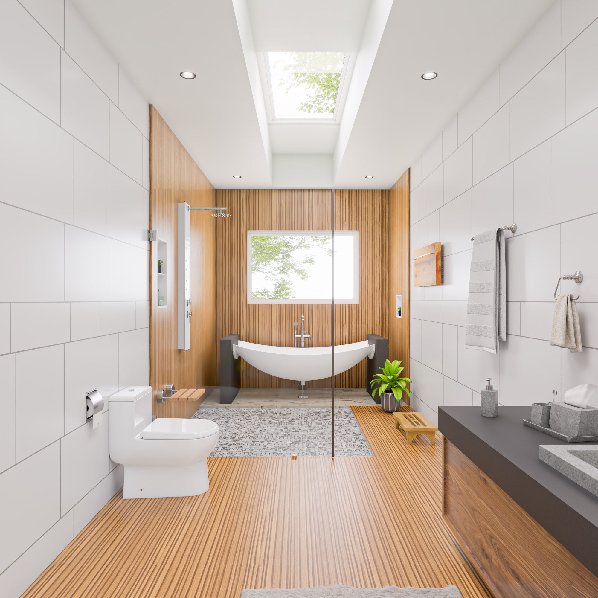 Alternate Image for ALFI brand Cedar Wood, Natural Wood, AB4408 24'' Wooden Stool for your Wooden Tub