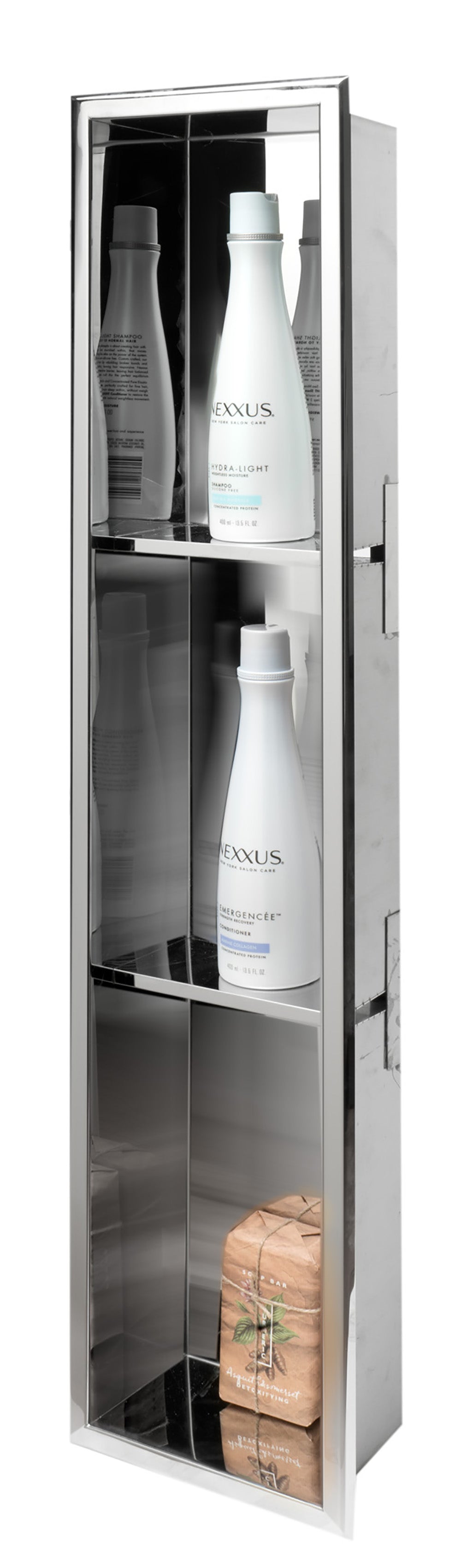 Alternate Image for ALFI brand ABN0836-PSS 8 x 36 Polished Stainless Steel Vertical Triple Shelf Bath Shower Niche, 20 Gauge