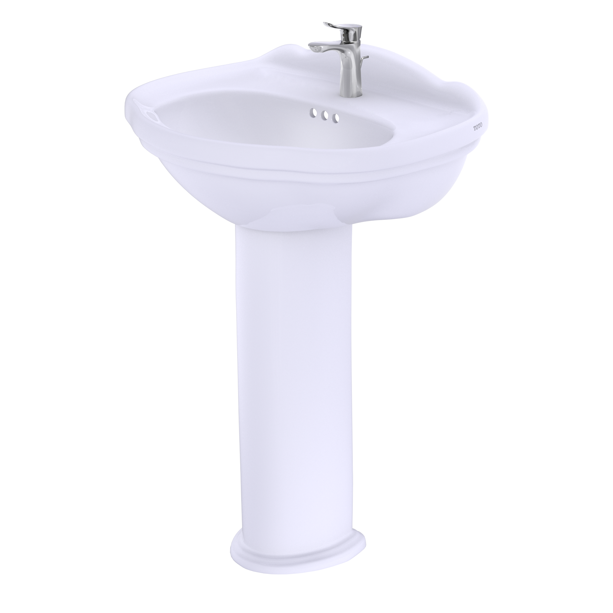 Alternate Image for TOTO Whitney Oval Pedestal Bathroom Sink for Single Hole Faucets, Cotton White, Vitreous China, LPT754#01