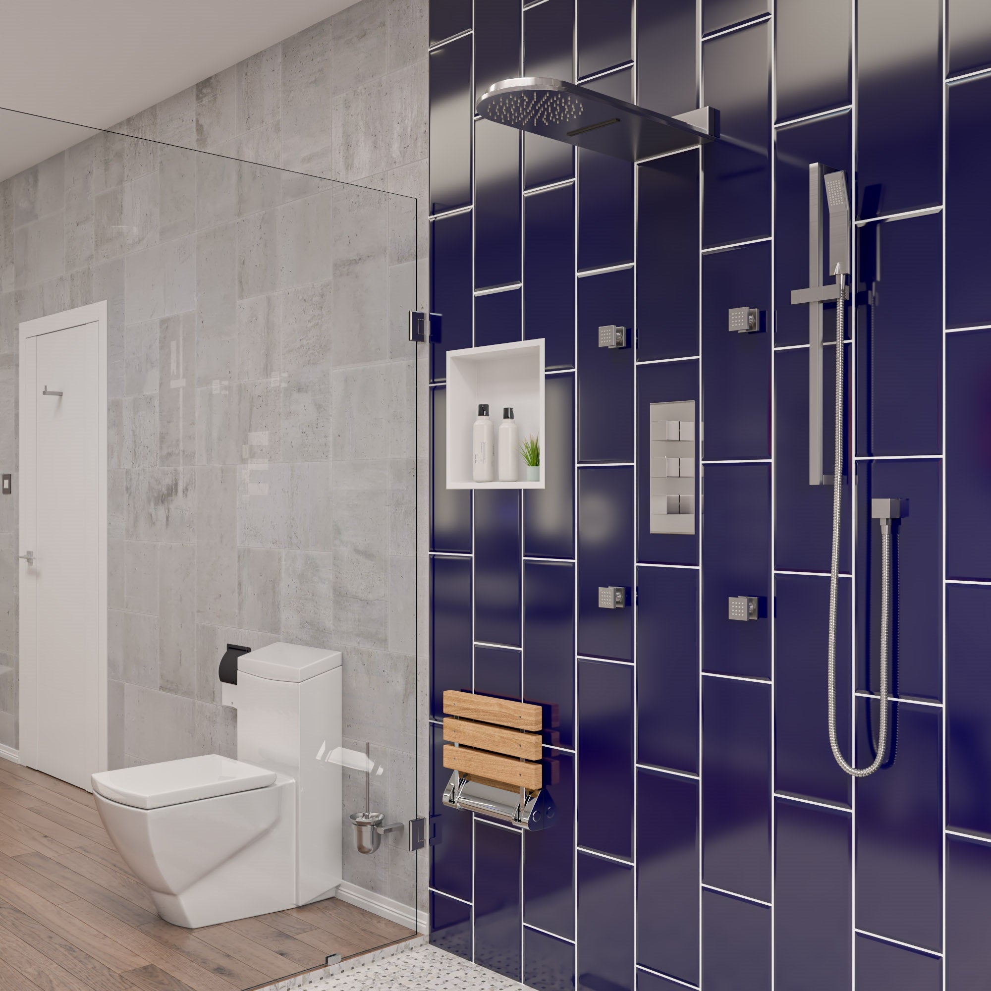 Alternate Image for ALFI brand ABNC1616-W 16" x 16" White Matte Stainless Steel Square Single Shelf Bath Shower Niche, 20 Gauge