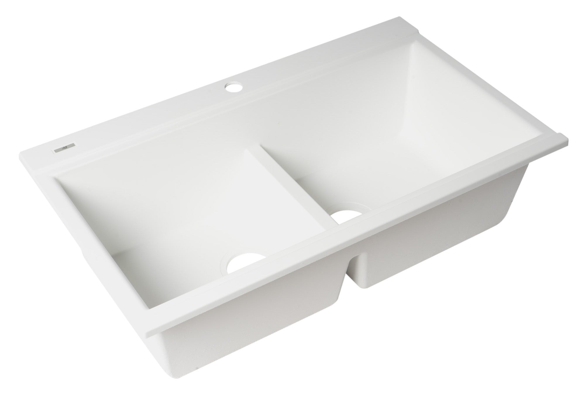 Alternate Image for ALFI 34" Drop In Granite Composite Workstation Kitchen Sink with Accessories, 50/50 Double Bowl, White, 1 Faucet Hole, AB3418DBDI-W