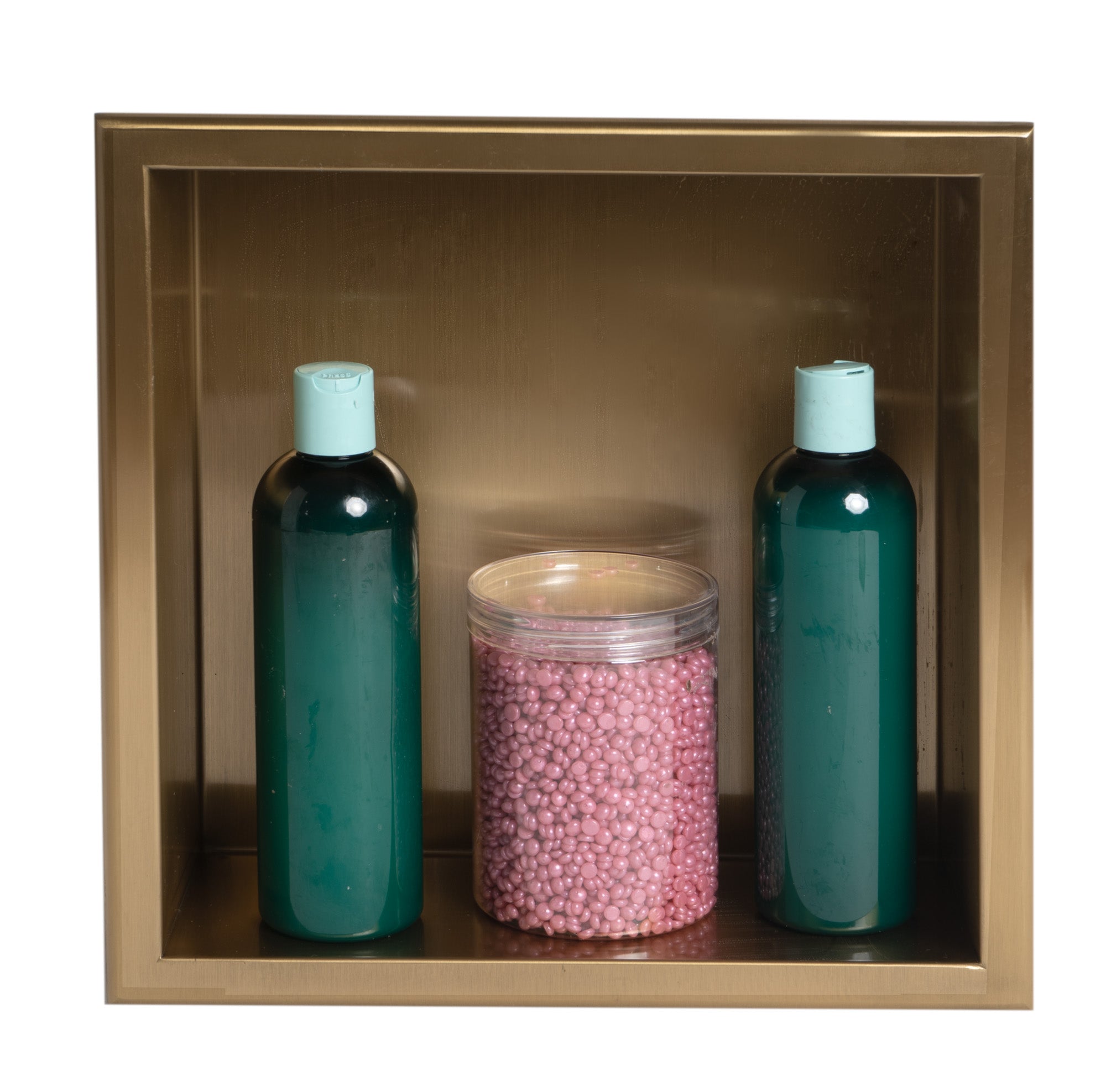 Alternate Image for ALFI brand ABNP1212-BG 12" x 12" Brushed Gold PVD Stainless Steel Square Single Shelf Shower Niche, 20 Gauge